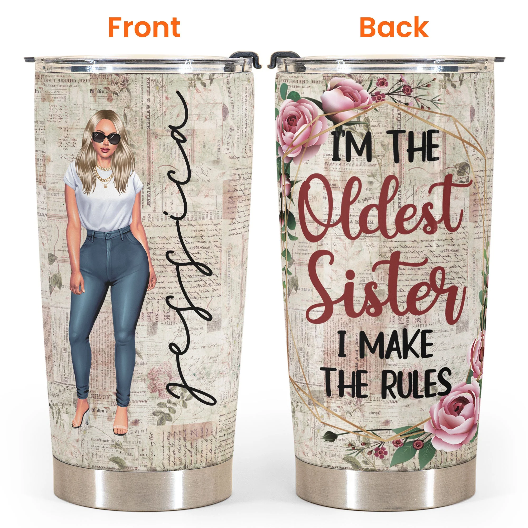 Sisters Rules - Personalized Tumbler Cup - Gift For Sisters - Image 4