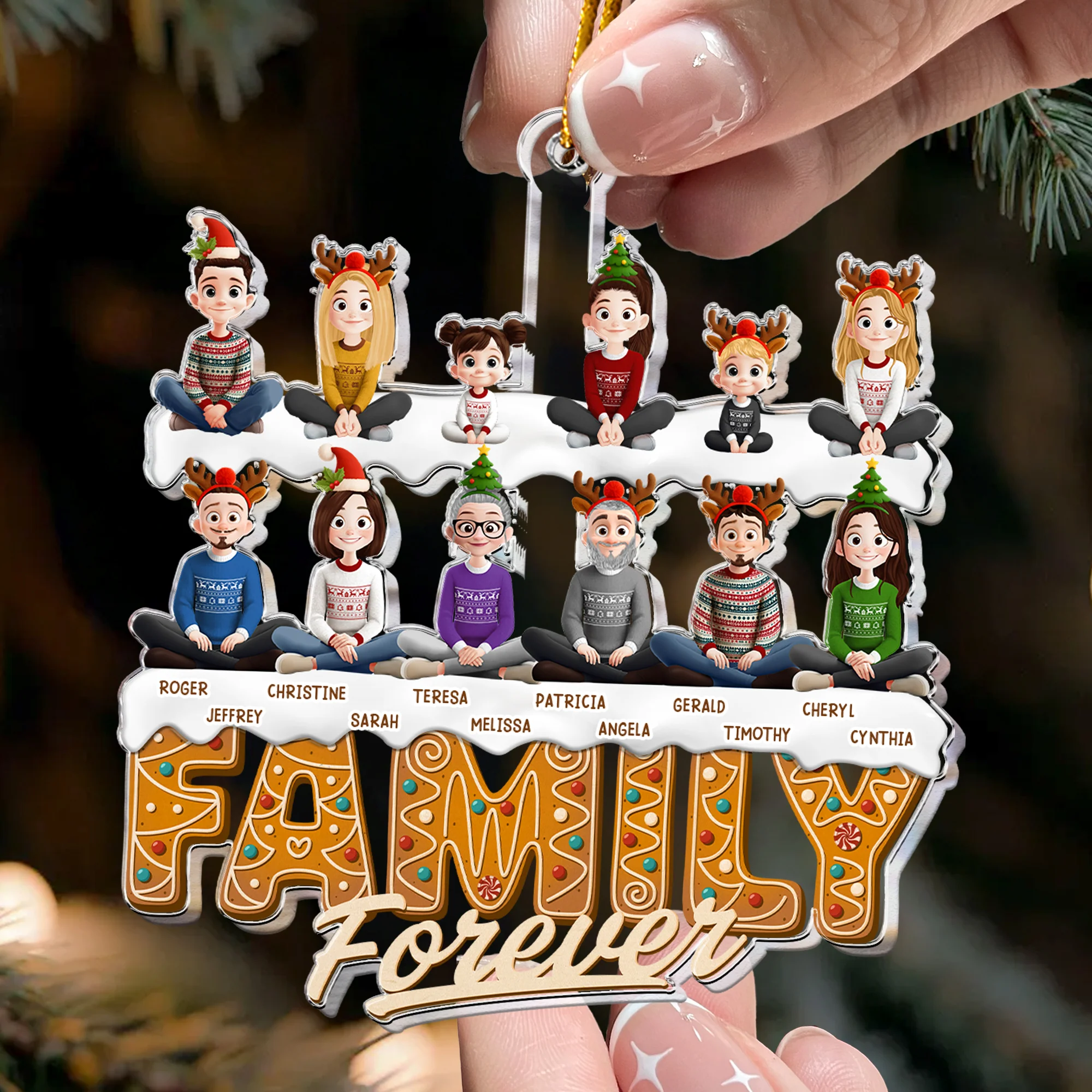 Sisters Siblings Forever (Up To 12), 2025 Christmas Ornament, Family Ornament - Personalized Acrylic Ornament - Image 2