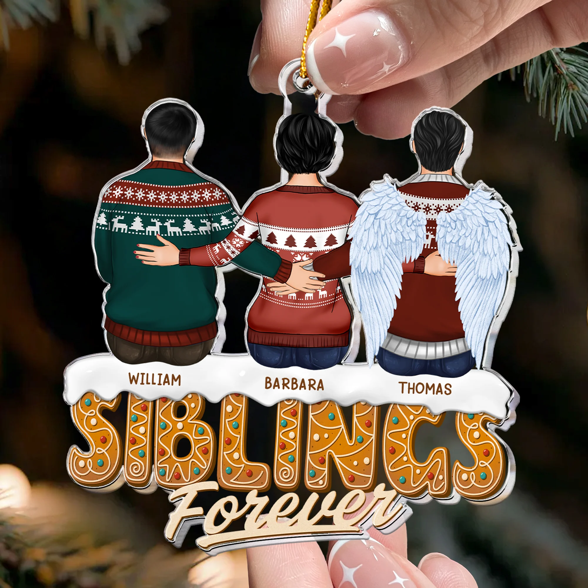 Sisters Siblings Forever - Ver 2 - Personalized Acrylic Ornament - Image 2