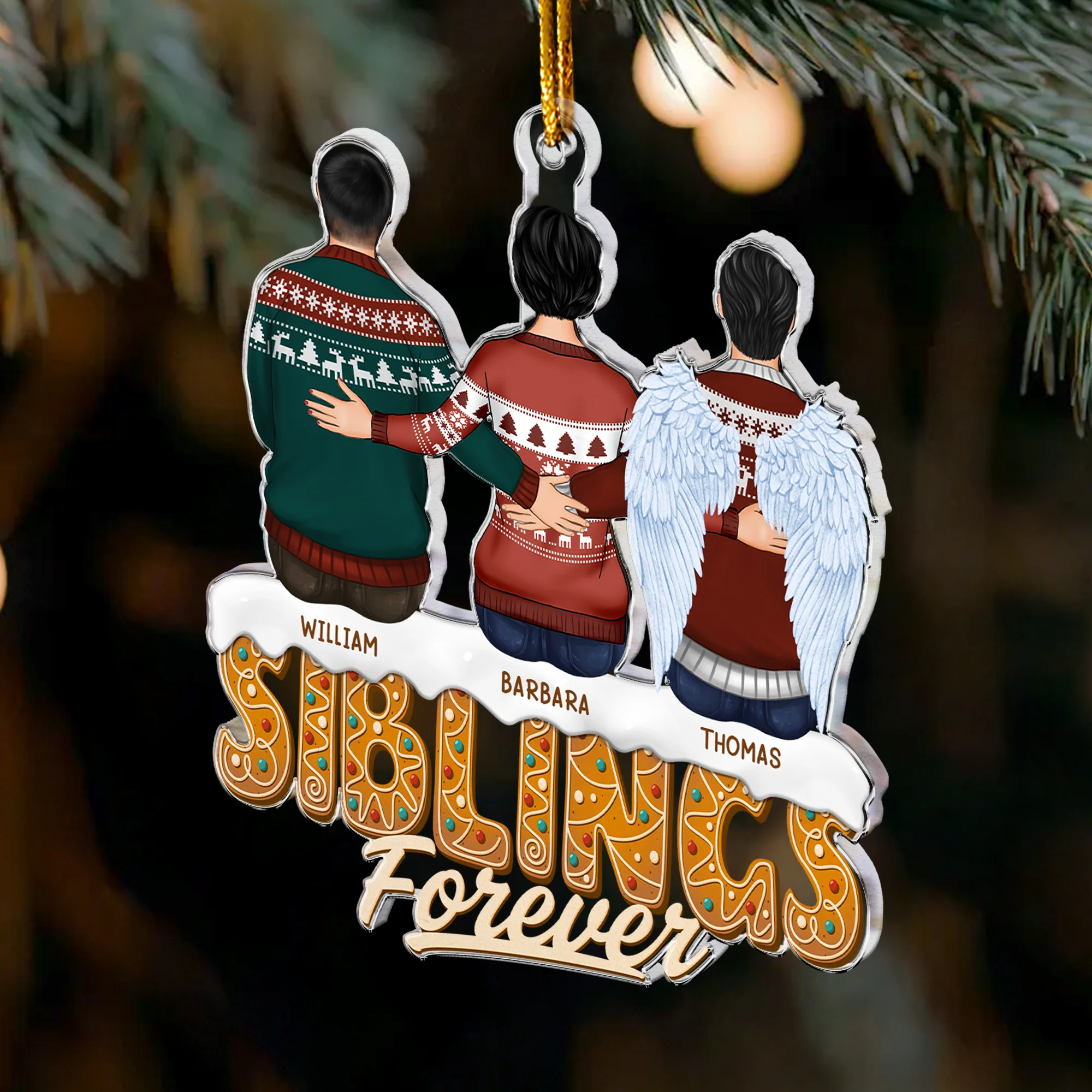 Sisters Siblings Forever - Ver 2 - Personalized Acrylic Ornament - Image 3
