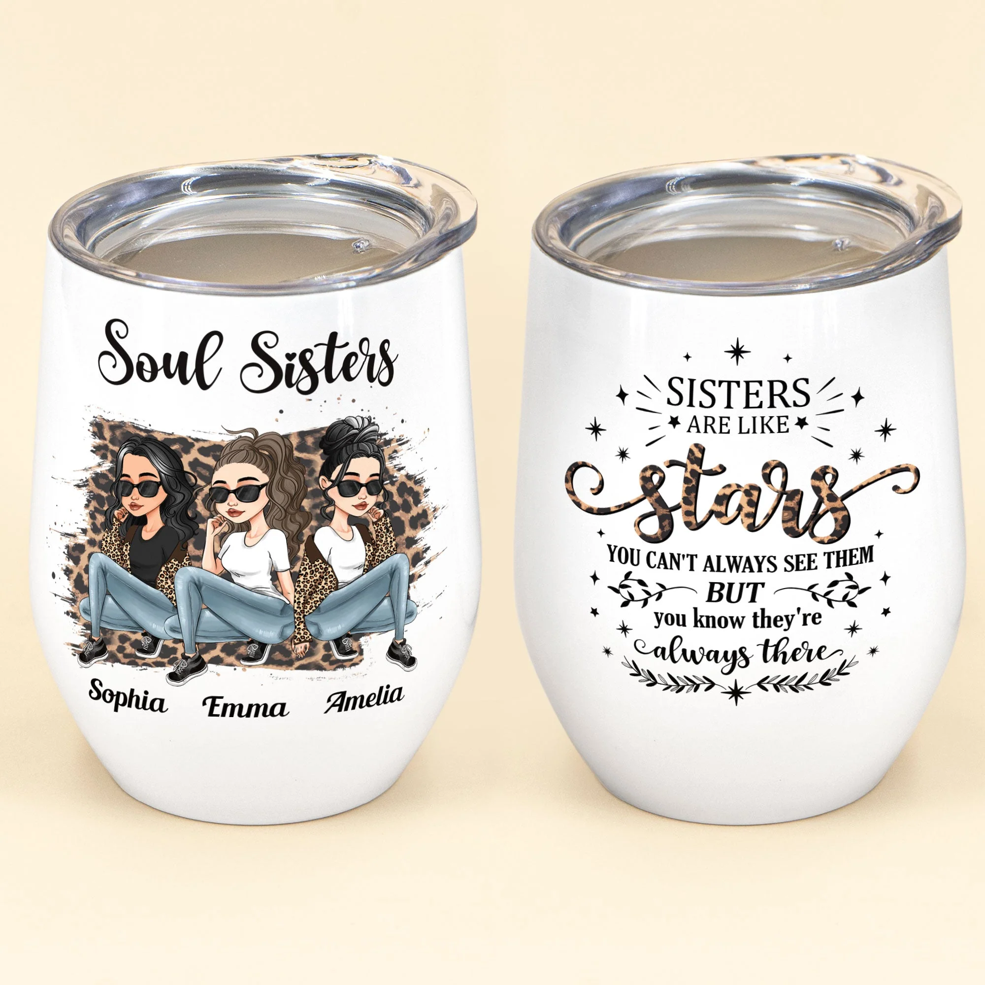 Sisters, Sistas Are Like Stars - Personalized Wine Tumbler - Birthday Gift For Sisters, Soul Sisters, Sistas - Image 2