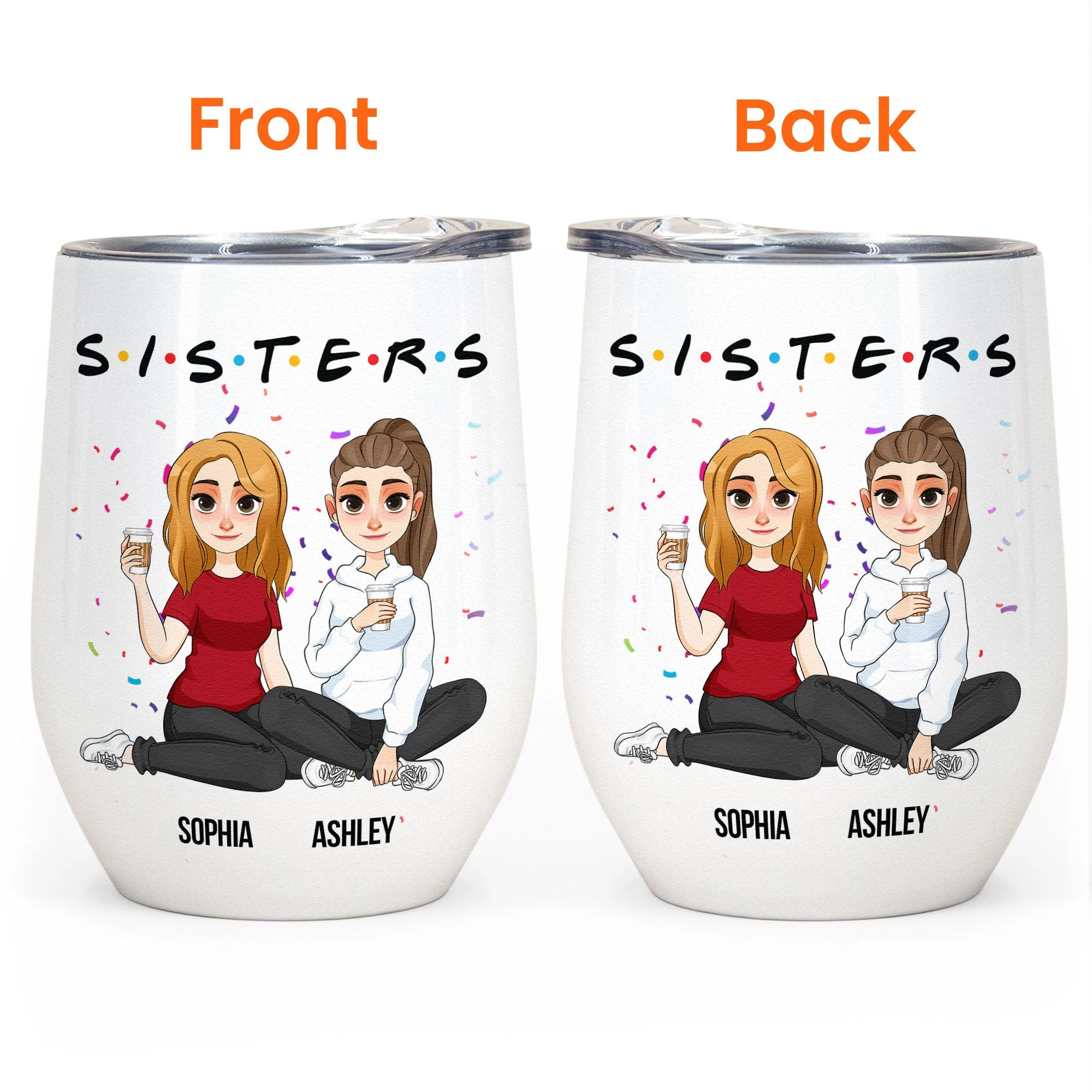 Sisters - Version 2 - Personalized Wine Tumbler - Image 3