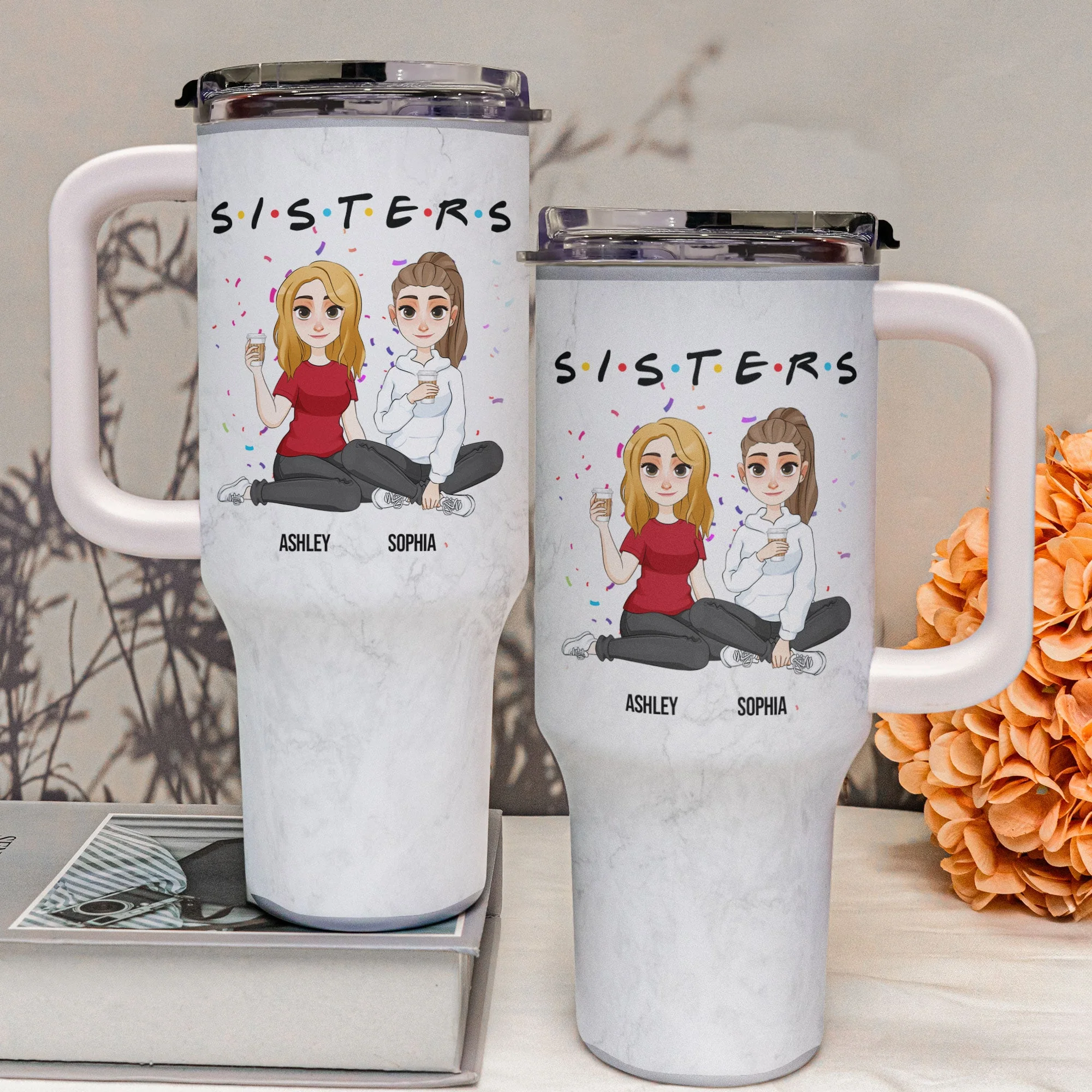 Sisters - Version 3 - Personalized 40oz Tumbler With Straw - Image 3