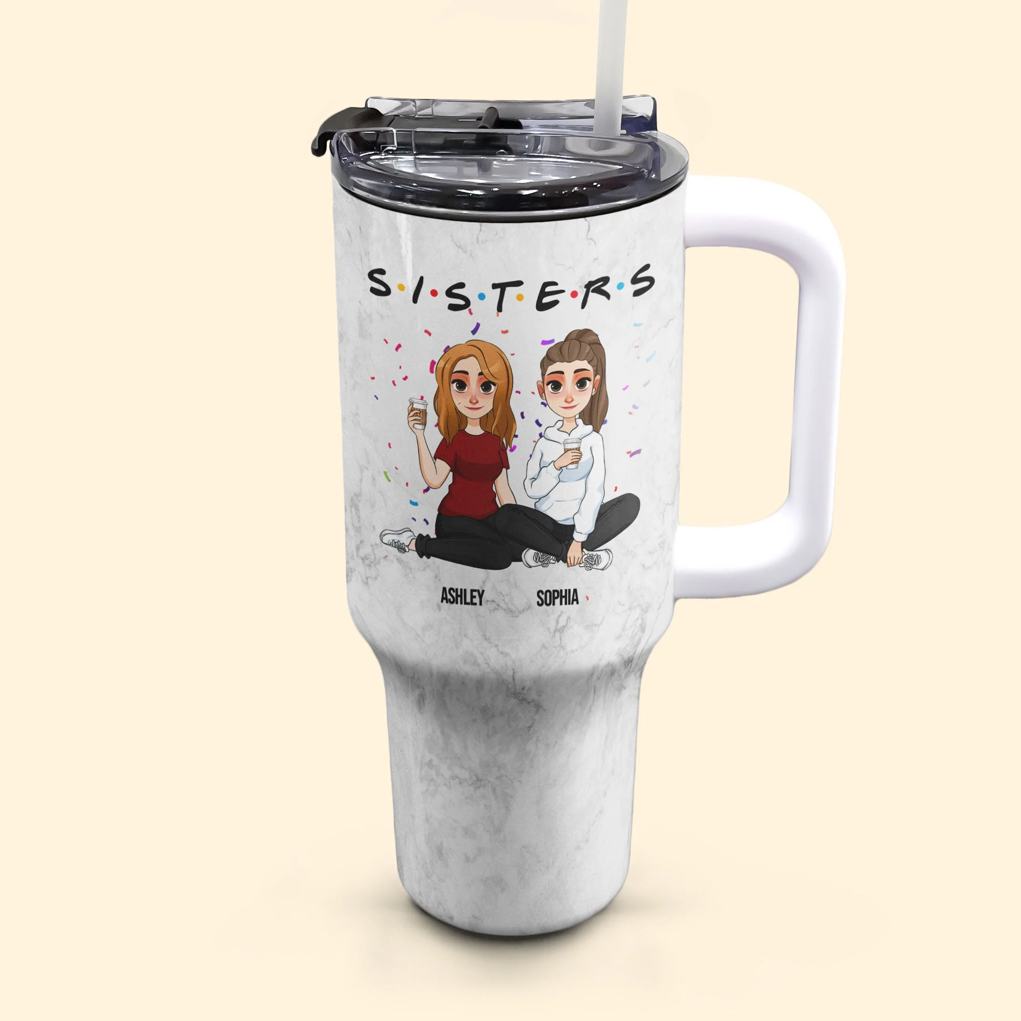 Sisters - Version 3 - Personalized 40oz Tumbler With Straw - Image 4