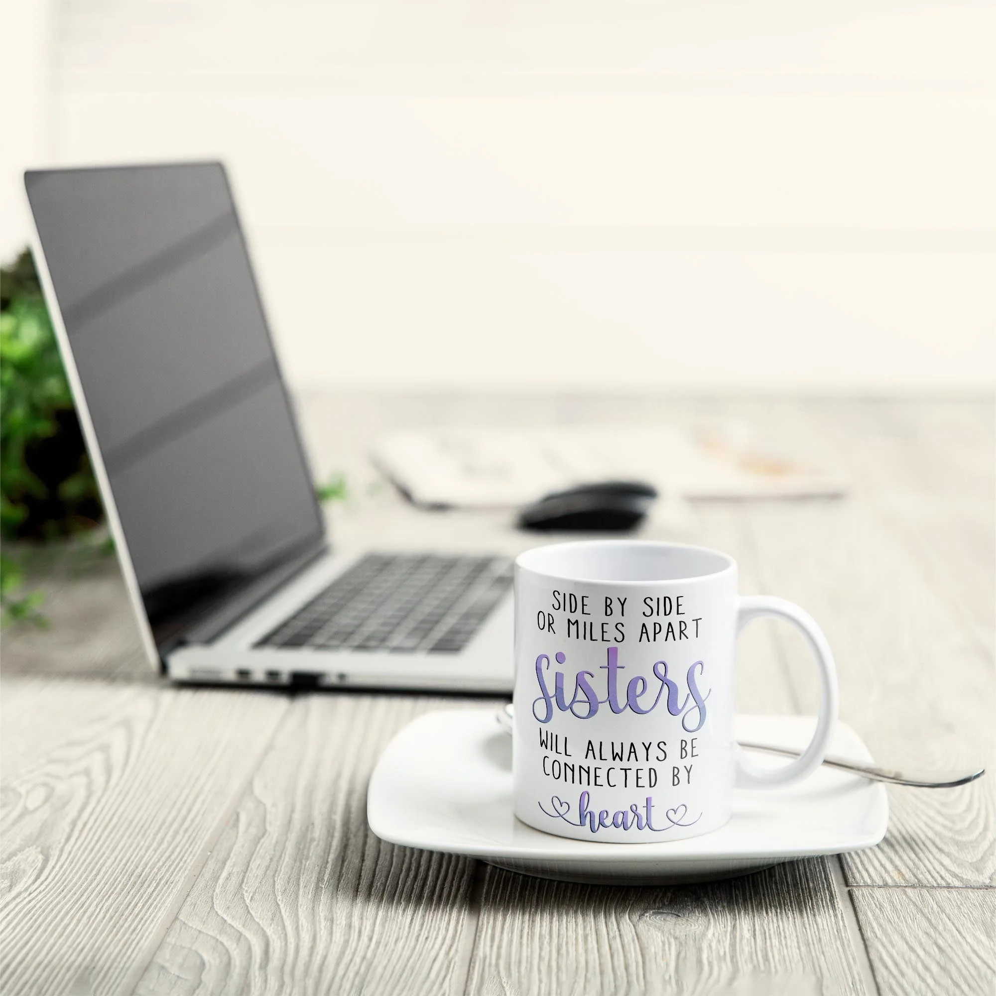 Sisters Will Always Be Connected By Heart - Personalized Mug - Image 5