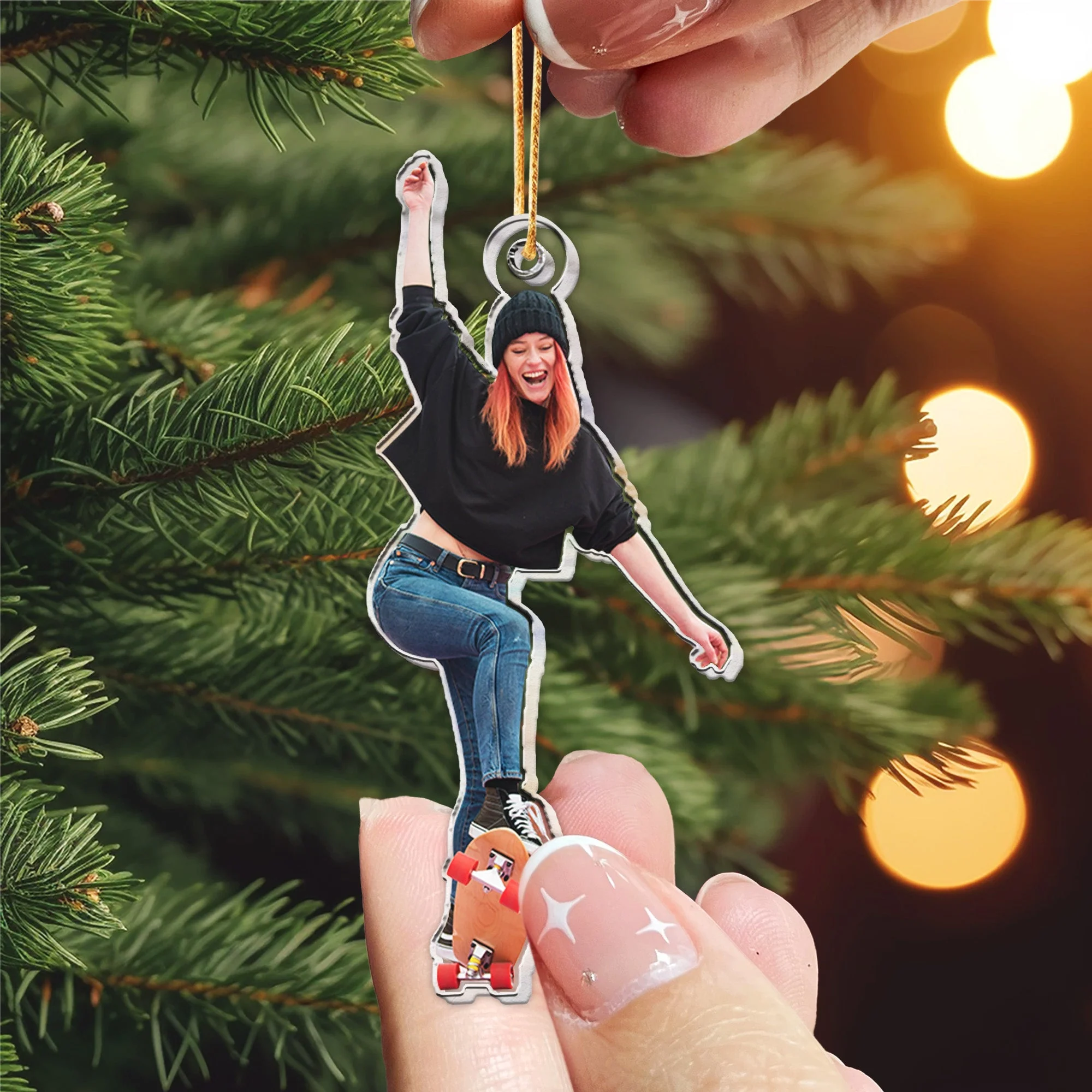 Skateboarding Is My Life - Personalized Acrylic Photo Ornament - Image 5
