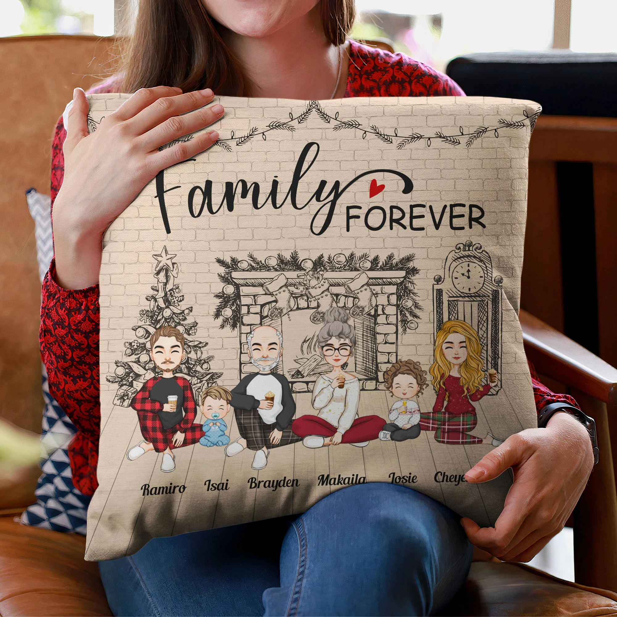 Family Forever - Sketch Version - Personalized Pillow (Insert Included) - Image 3