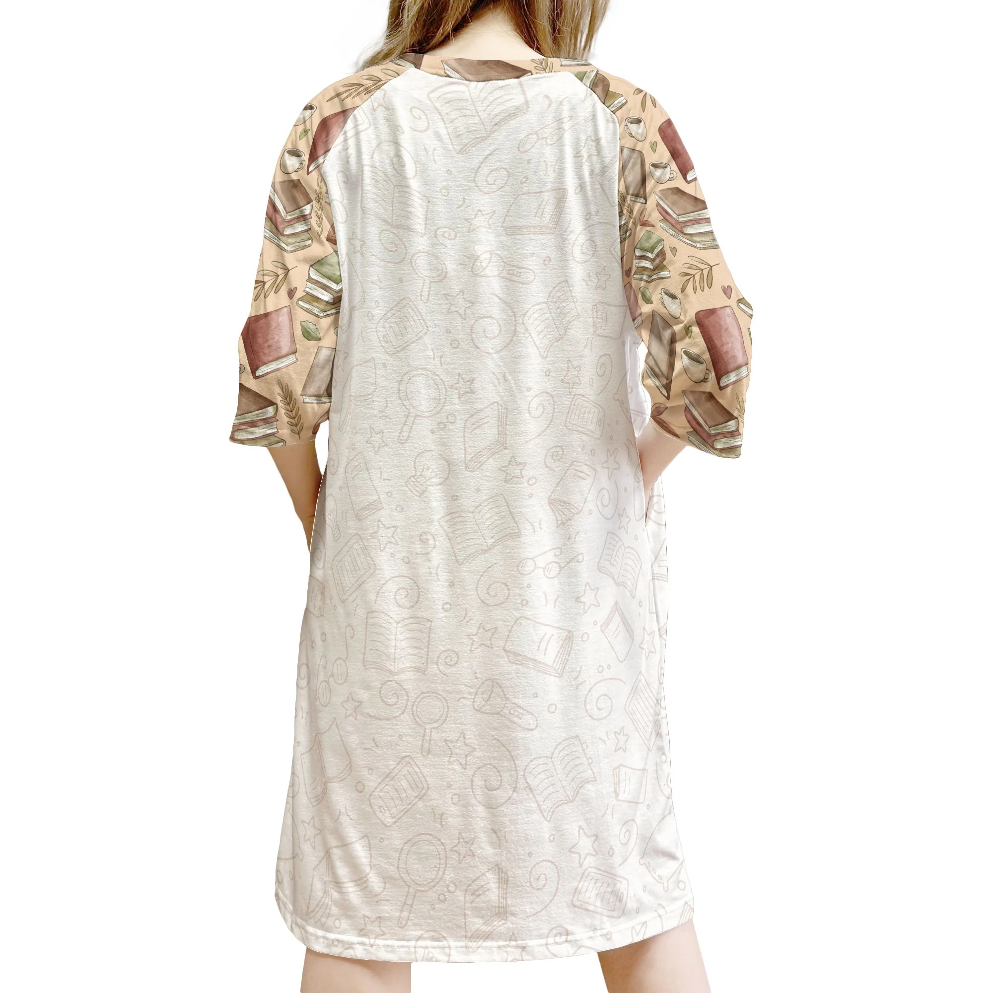 Sleep Is Good But Books Are Better - Personalized 3/4 Sleeve Dress - Image 3