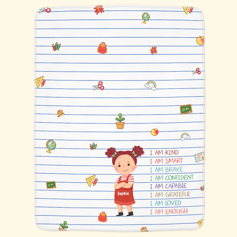 Smart Loved Brave Confident - Personalized Kid Blanket - Image 3