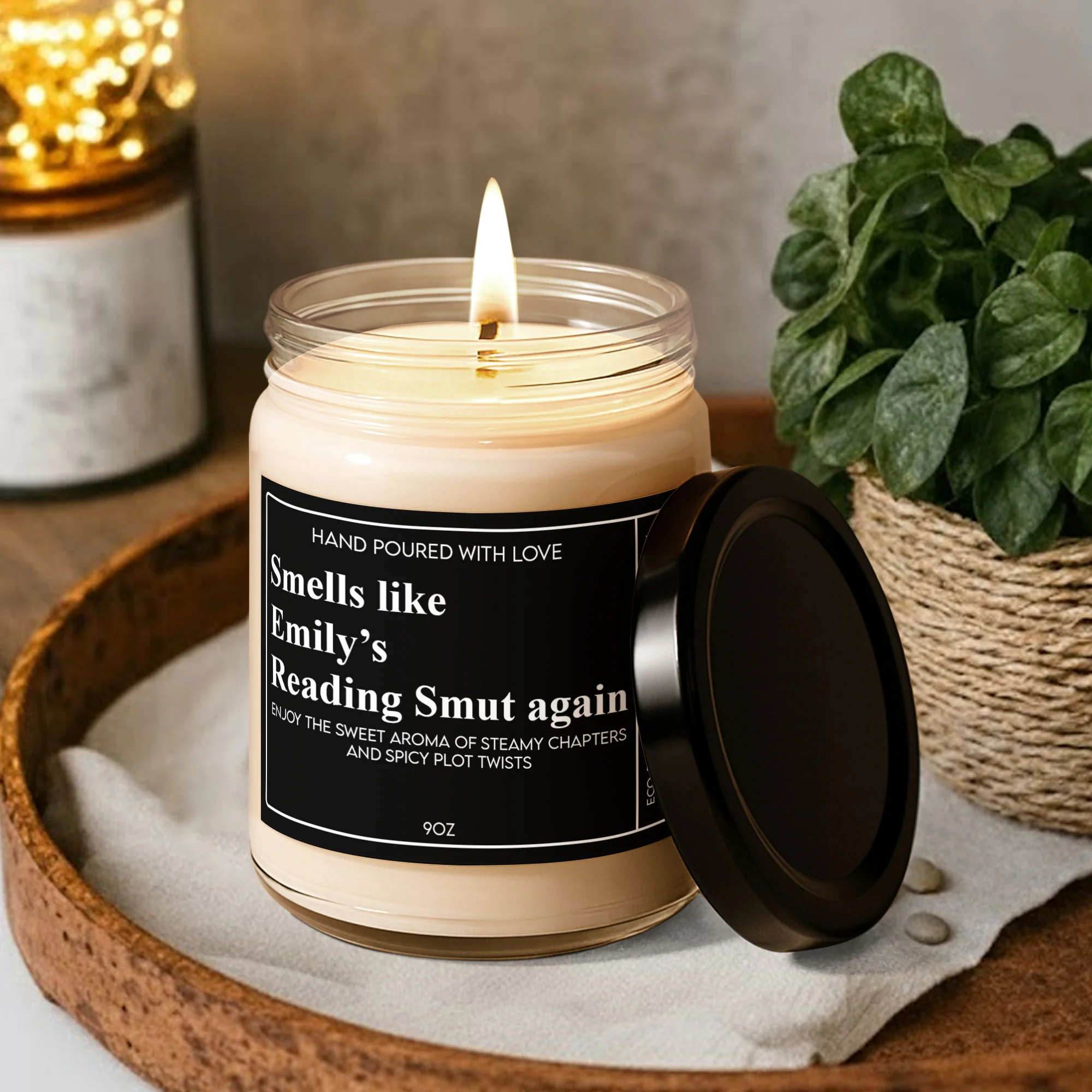 Smells Like She's Reading Smut Again - Smut Readers Funny Gift, Exchange Gag Gifts - Personalized Scented Soy Candle - Image 3