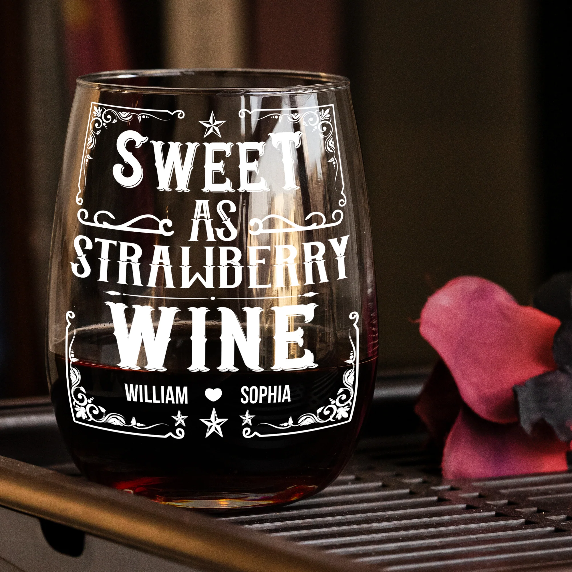 Smooth As Tennessee Whiskey Sweet As Strawberry Wine - Personalized Whiskey Glass And Wine Glass Set - Image 4