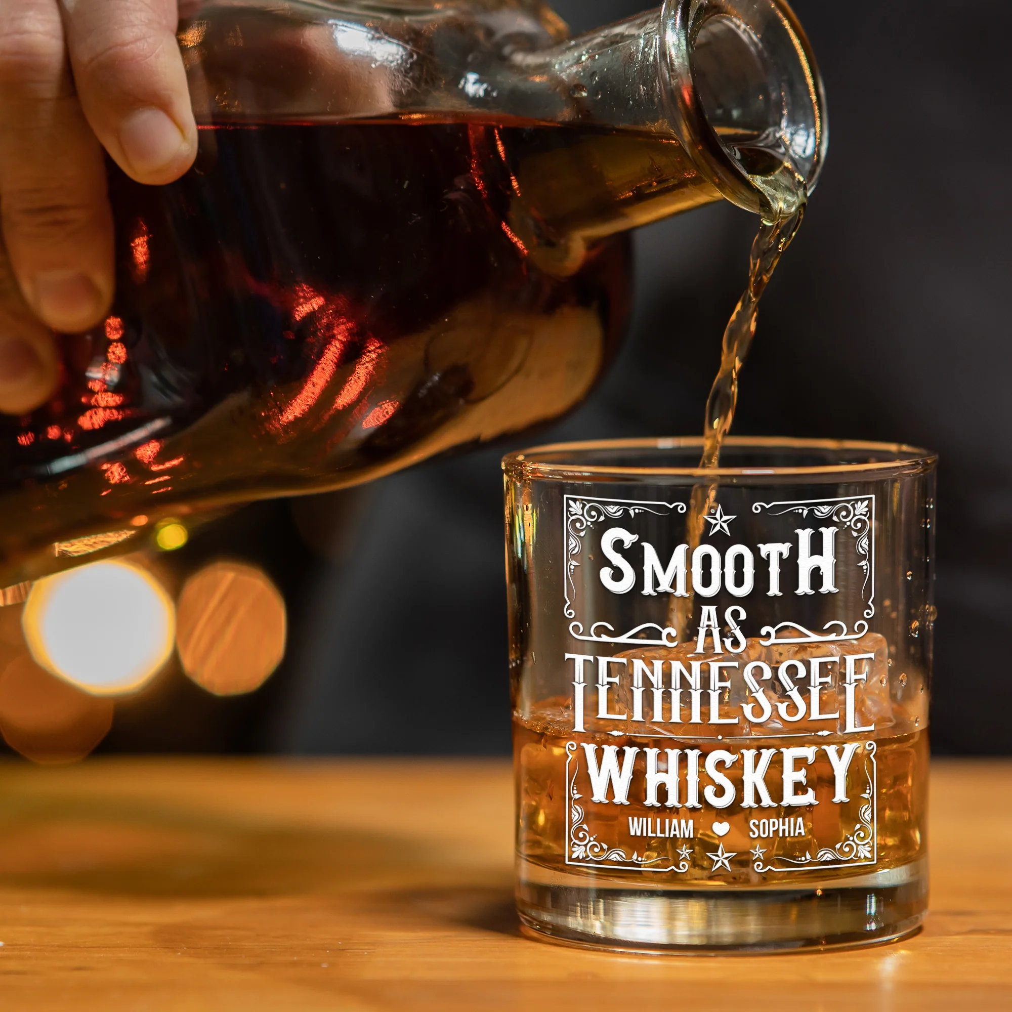 Smooth As Tennessee Whiskey Sweet As Strawberry Wine - Personalized Whiskey Glass And Wine Glass Set - Image 5