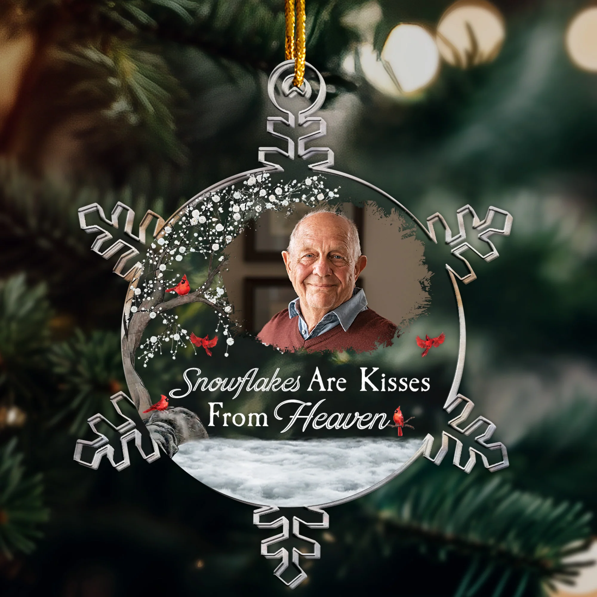 Snowflakes Are Kisses From Heaven - Personalized Acrylic Photo Ornament - Image 2