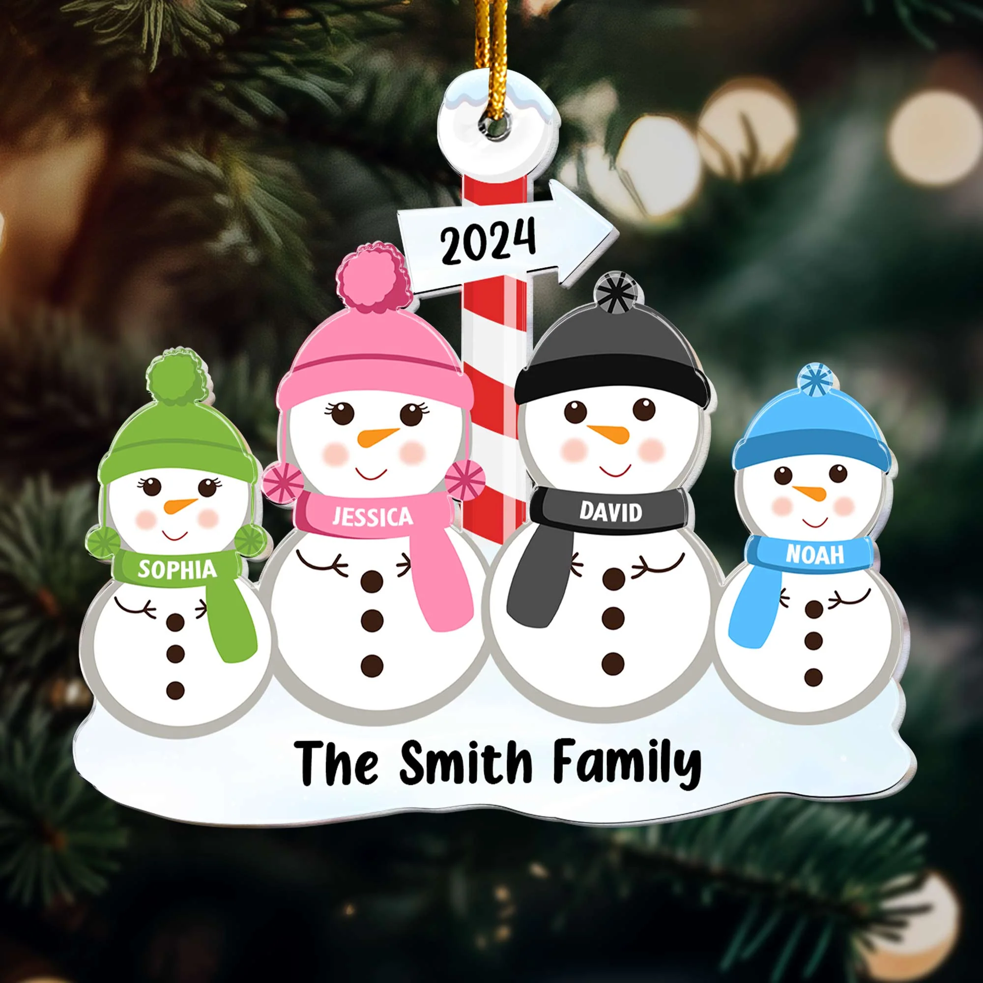 Snowman Family - Personalized Acrylic Ornament - Image 4