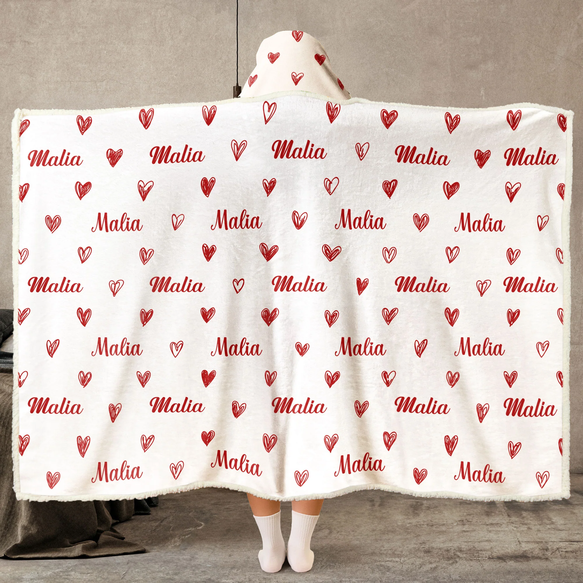 Snuggle In Love For Wife, Girlfriend - Personalized Wearable Blanket Hoodie - Image 2