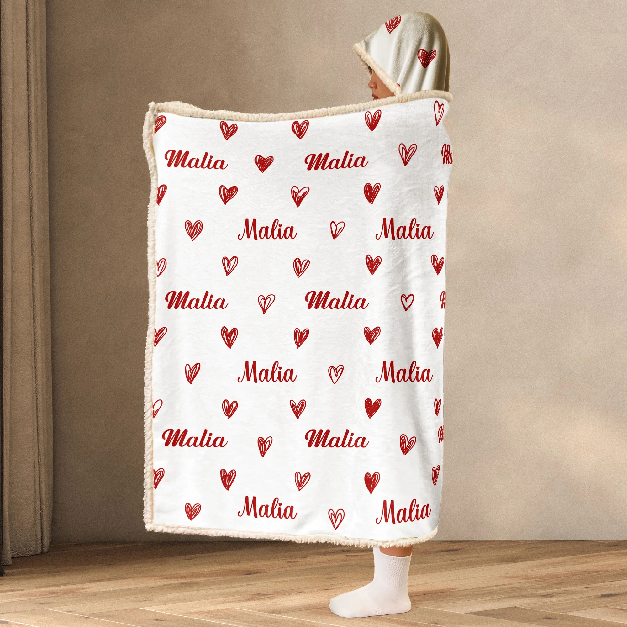Snuggle In Love For Wife, Girlfriend - Personalized Wearable Blanket Hoodie - Image 4