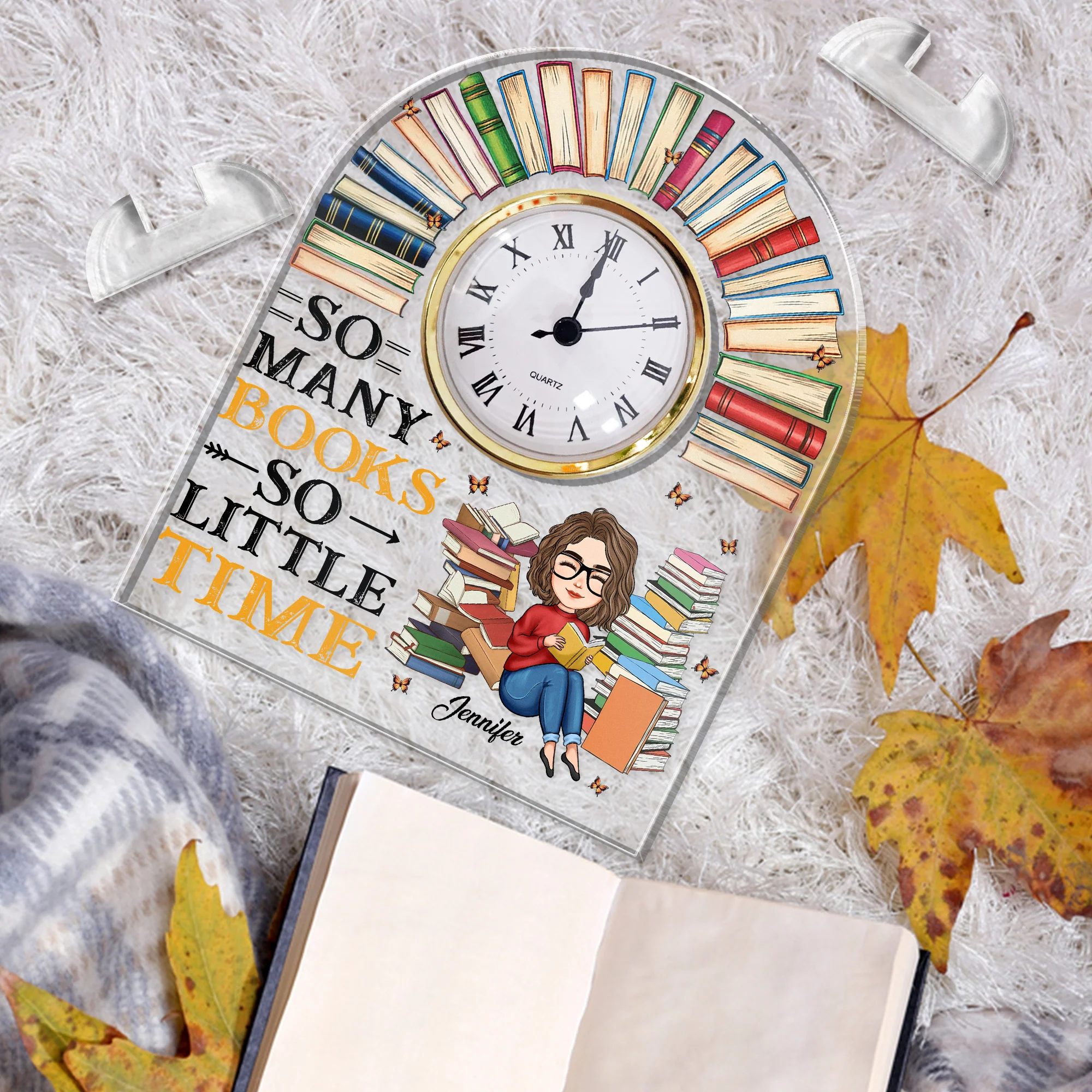 So Many Books, So Little Time - Personalized Acrylic Desk Clock - Image 3