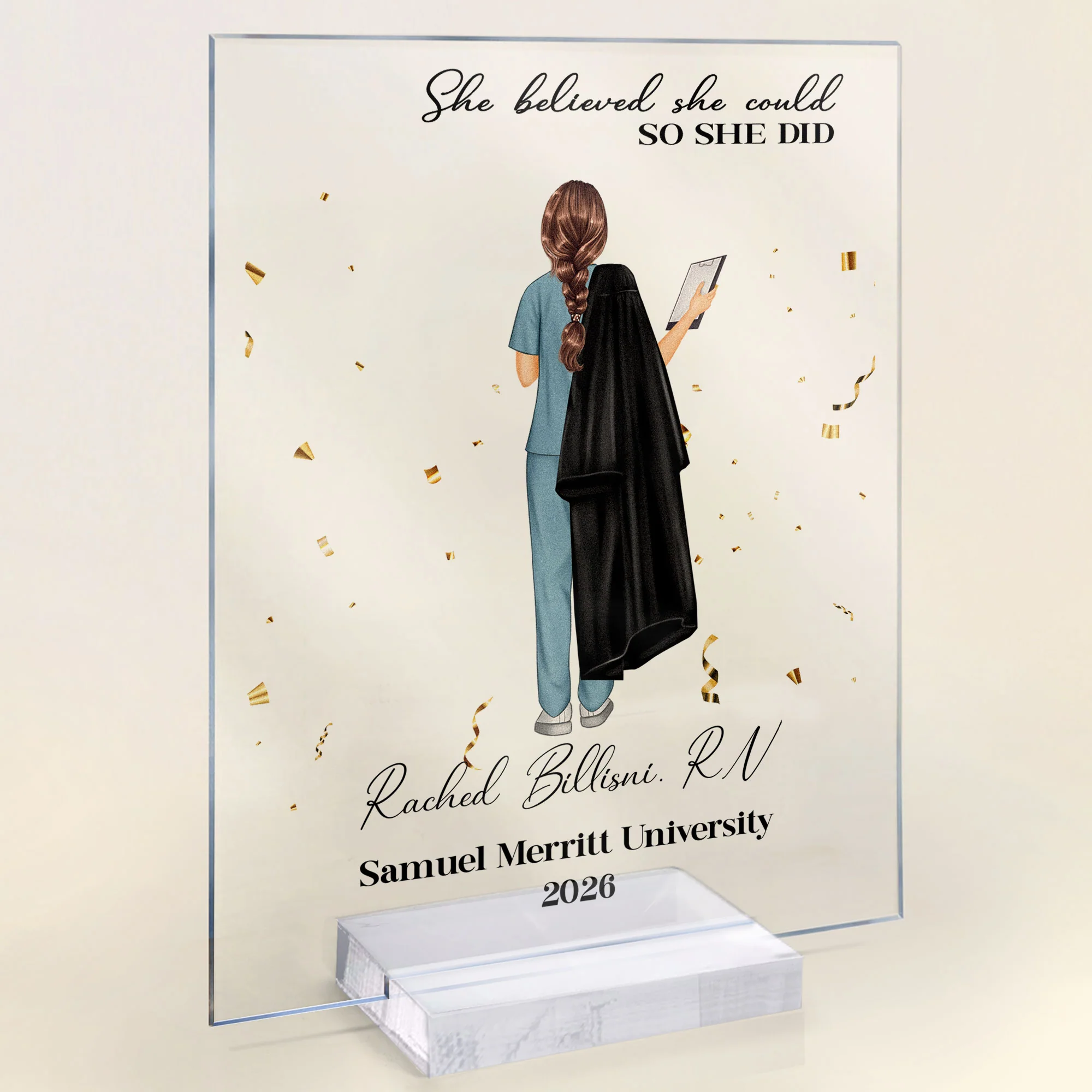 So She Did - Personalized Acrylic Plaque - Image 4