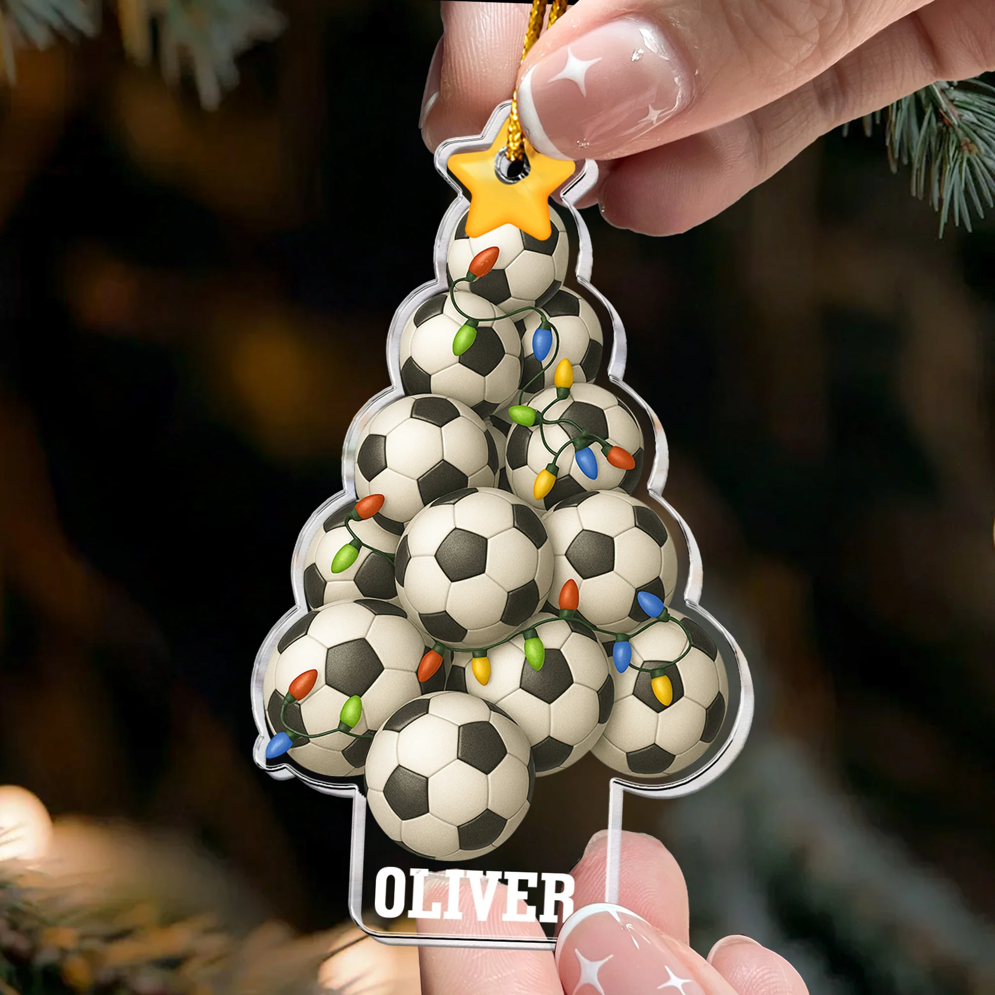 Soccer Christmas Tree - Personalized Acrylic Ornament - Image 2
