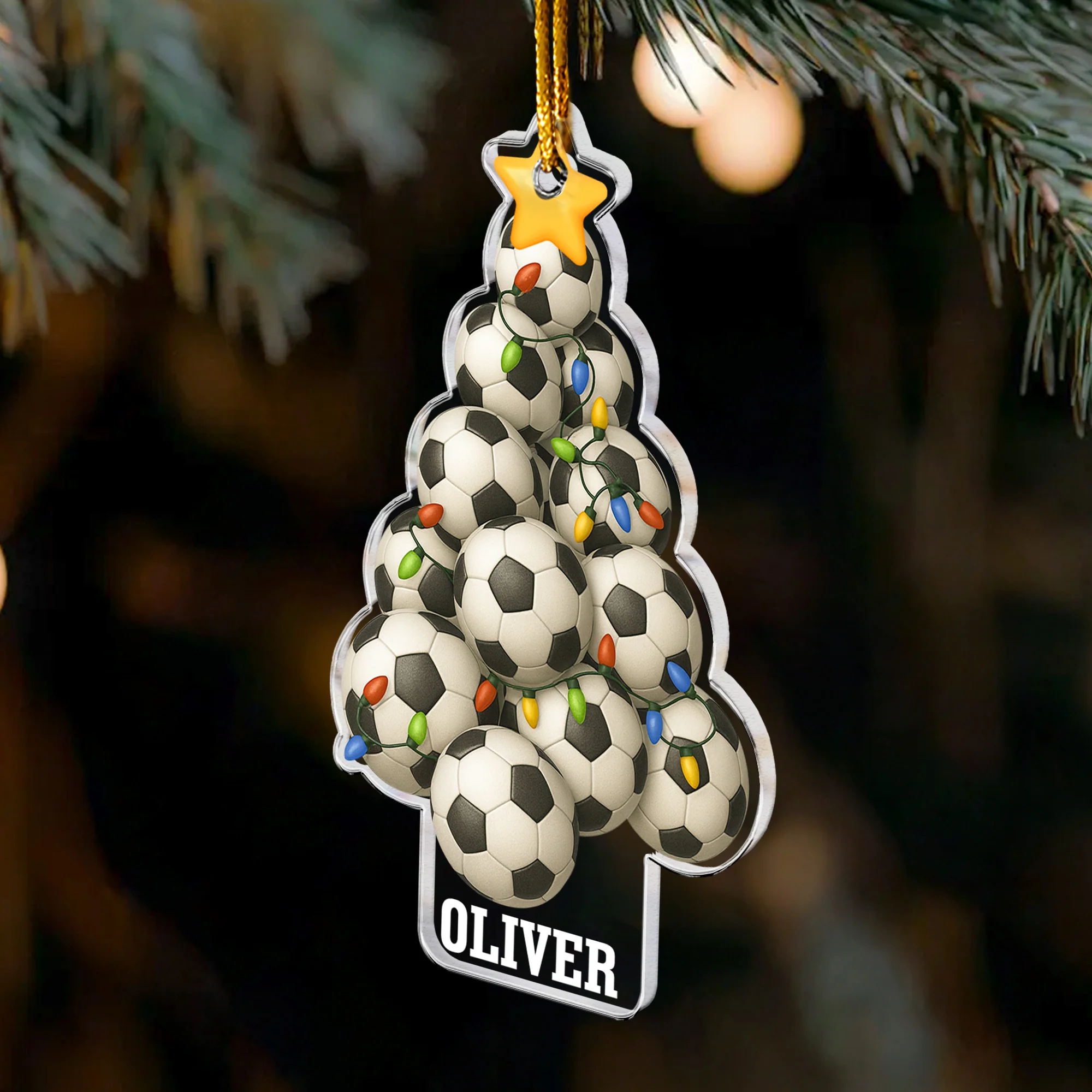Soccer Christmas Tree - Personalized Acrylic Ornament - Image 3