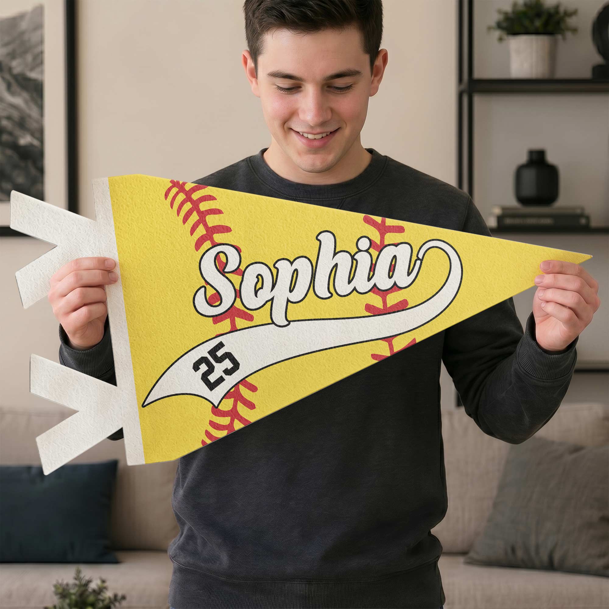 Softball Player Custom Name And Number - Personalized Pennant - Image 4