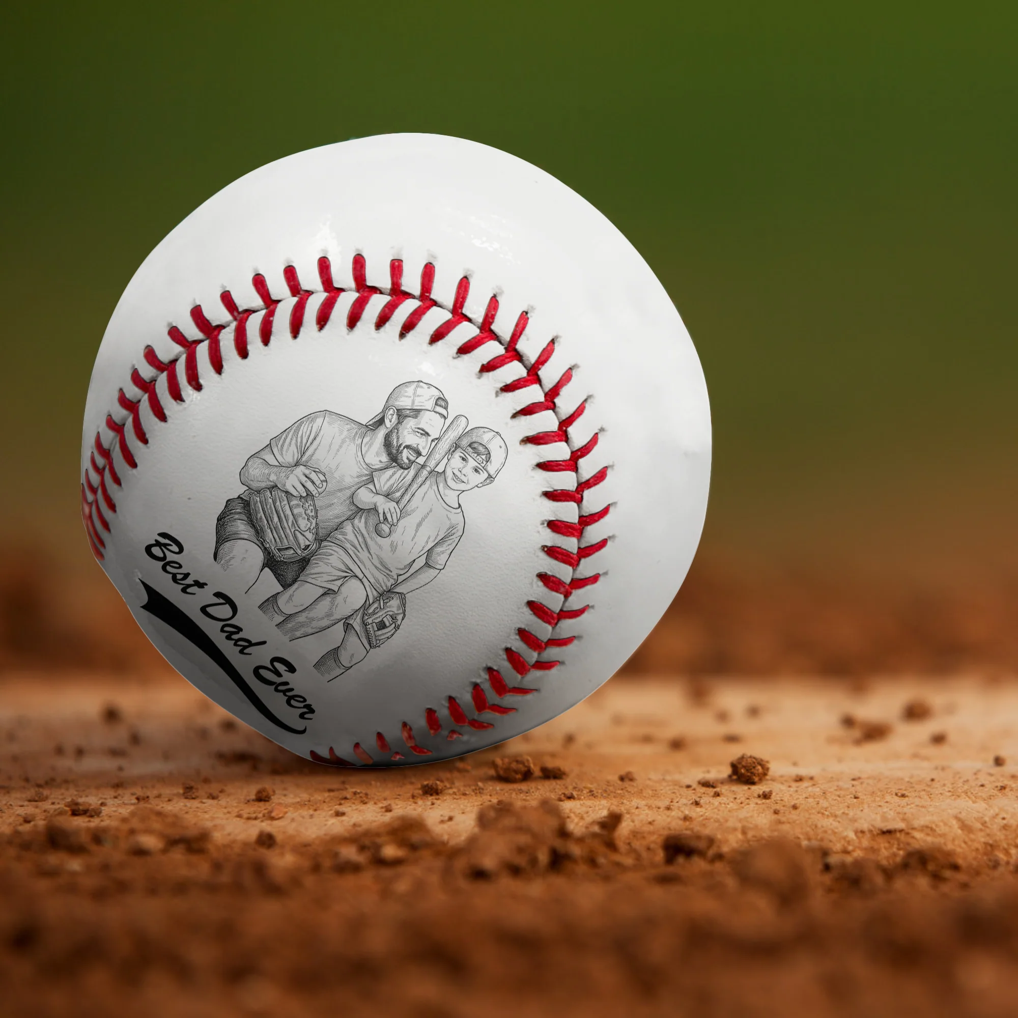 Best Dad Ever Photo Sketch Line Art Father's Day Gift For Dad, Husband - Personalized Baseball - Image 5