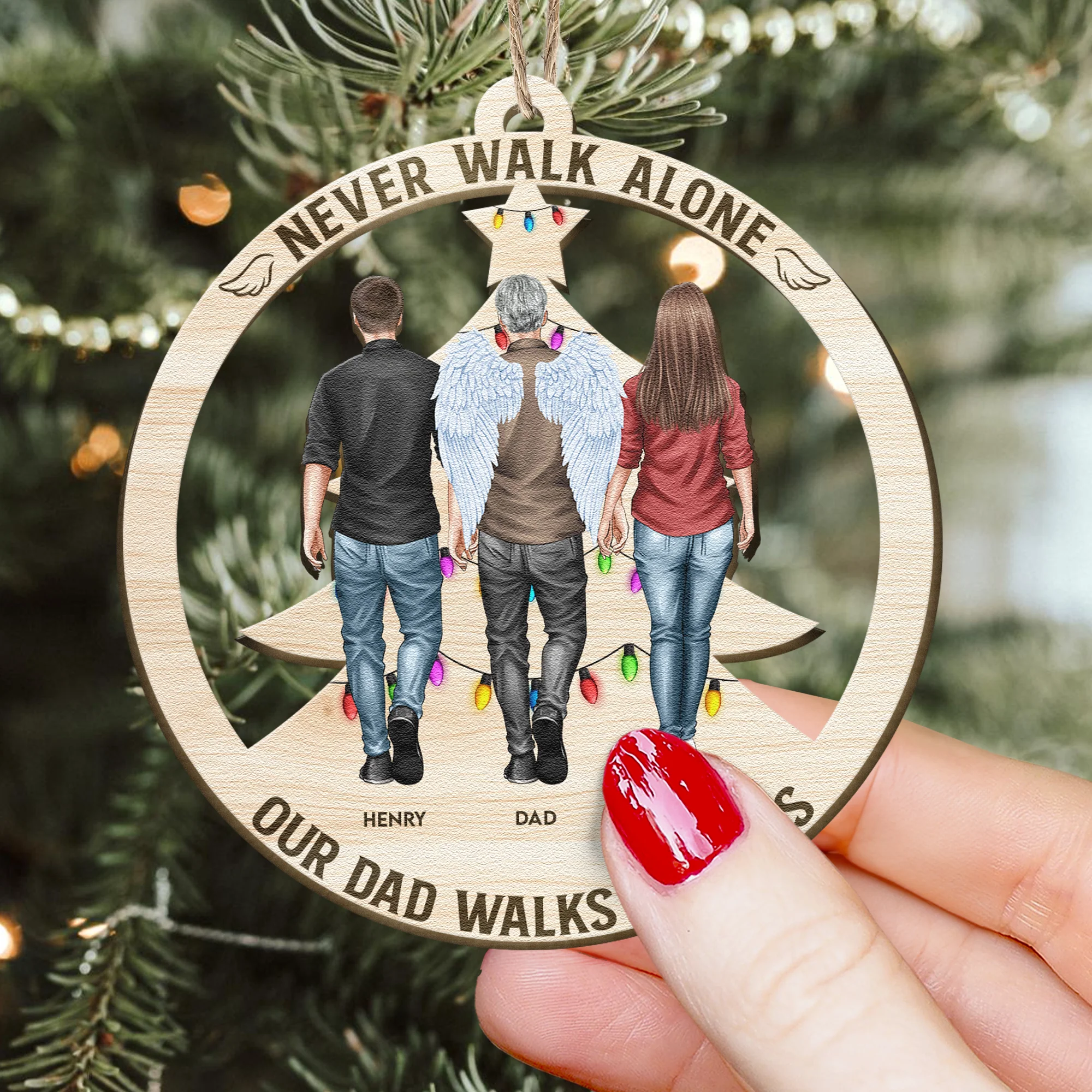 Someone Walks With Me - Personalized Wooden Ornament - Image 2