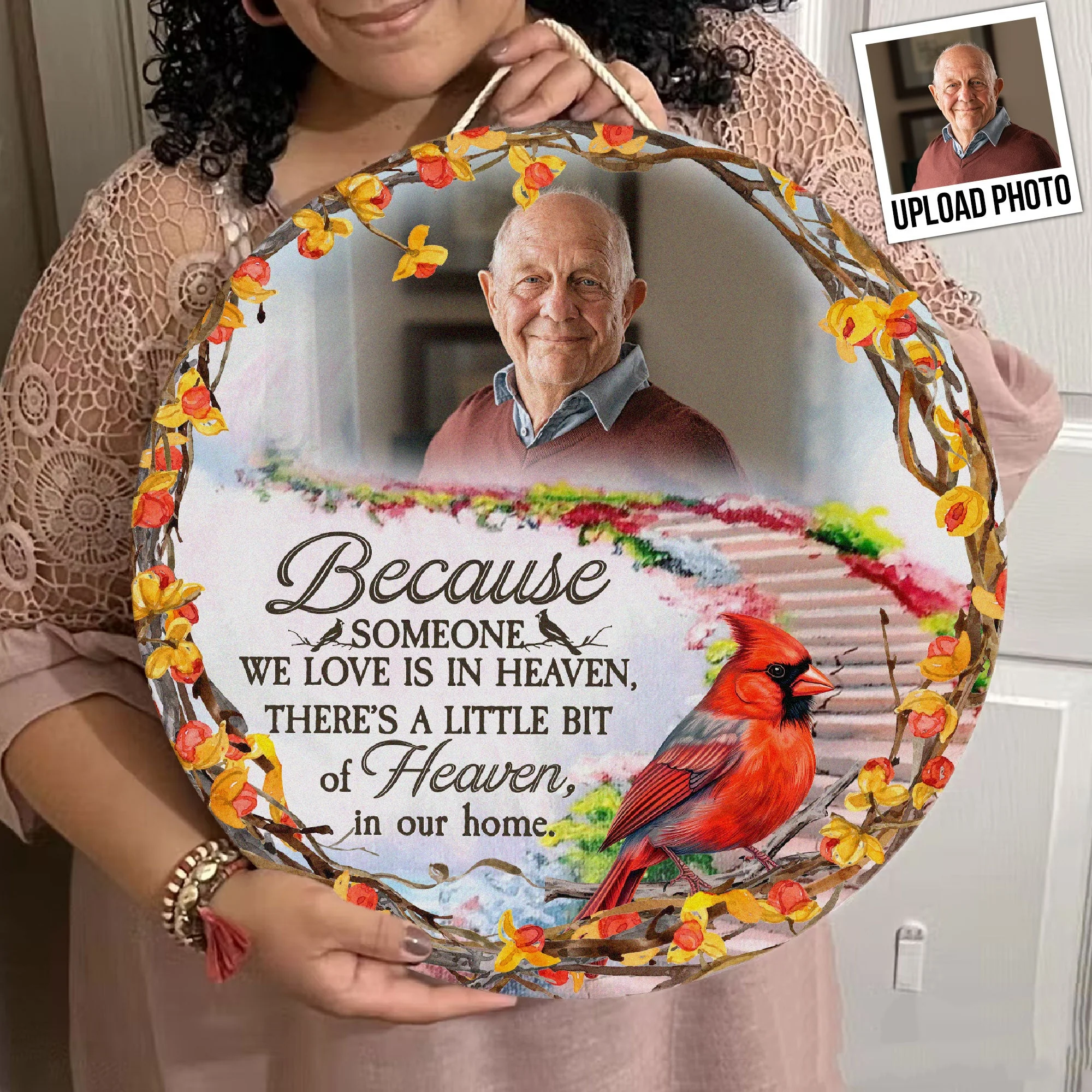Someone We Love Is In Heaven - Personalized Wood Photo Sign - Image 2