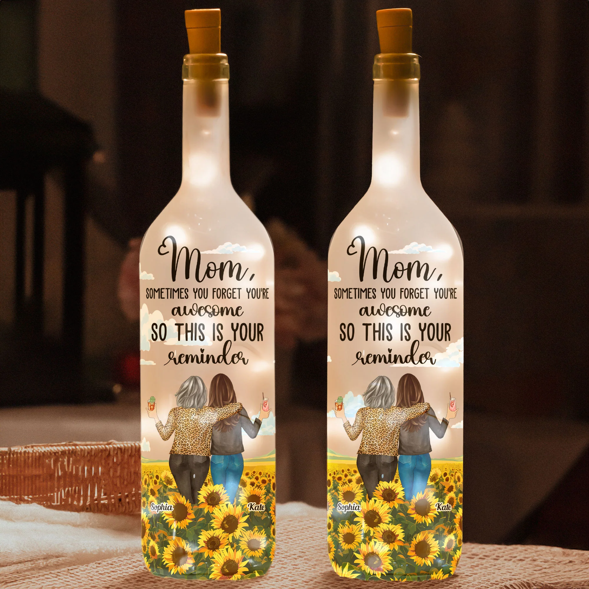 Sometimes You Forget You're Awesome - Personalized Bottle Lamp - Image 2
