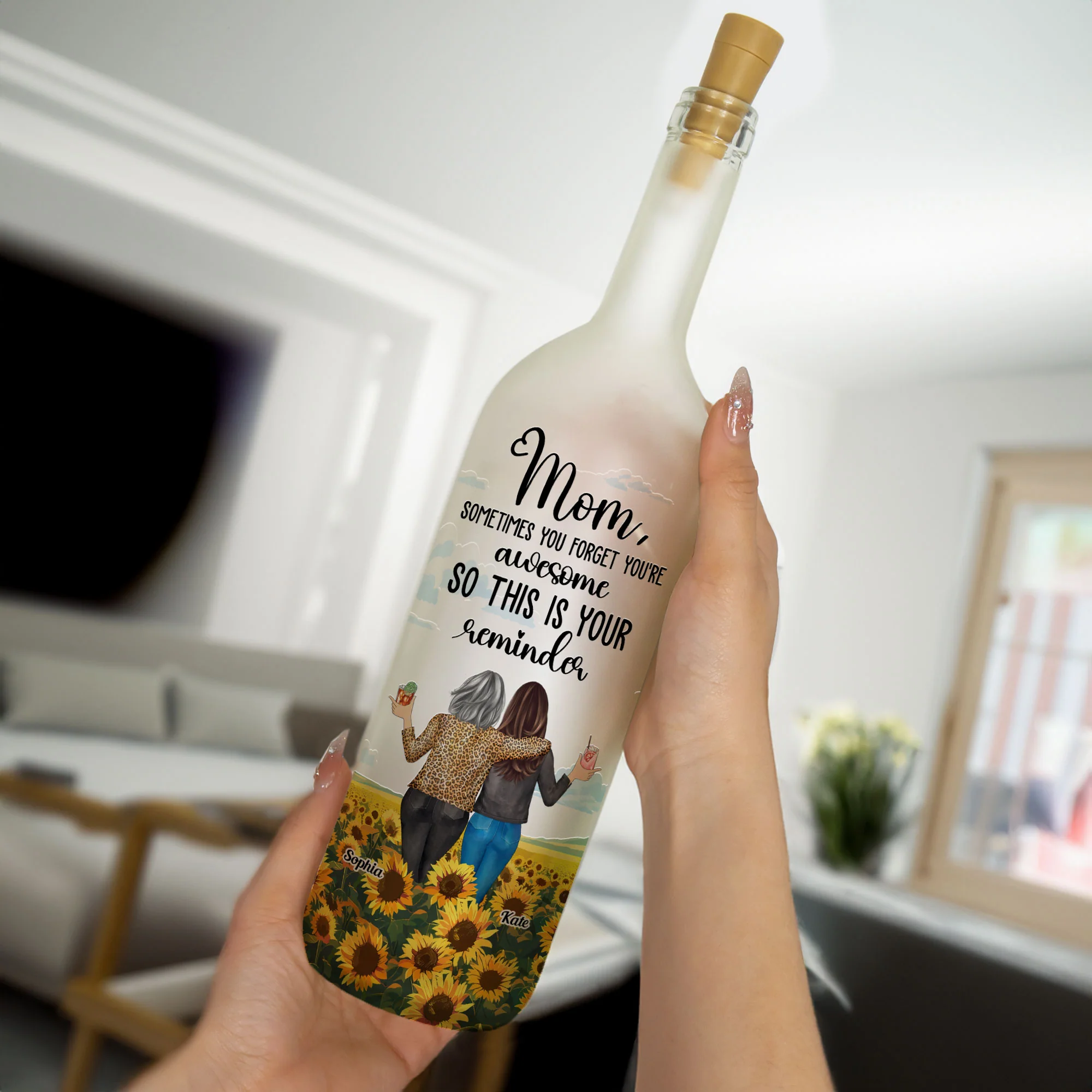 Sometimes You Forget You're Awesome - Personalized Bottle Lamp - Image 4