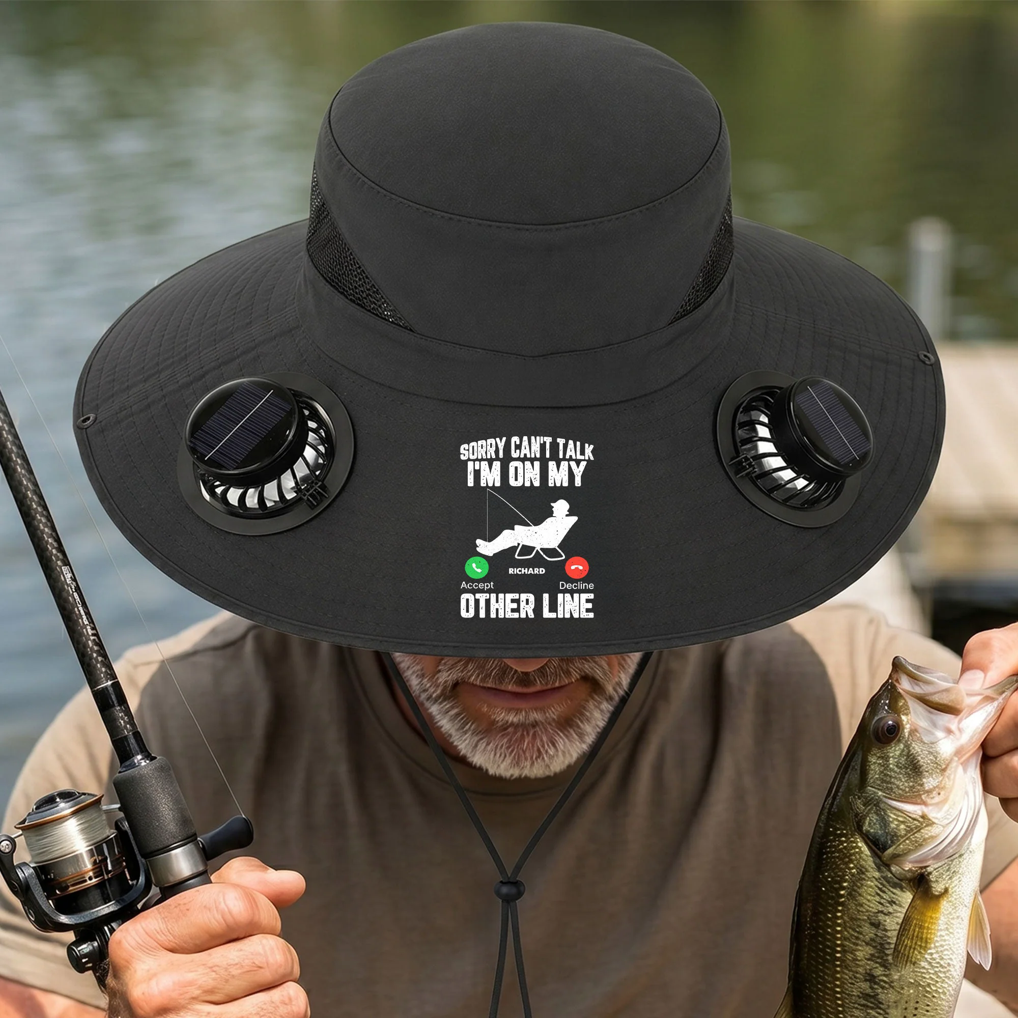 Sorry Can't Talk I'm On My Other Line - Personalized Solar Fan Hat