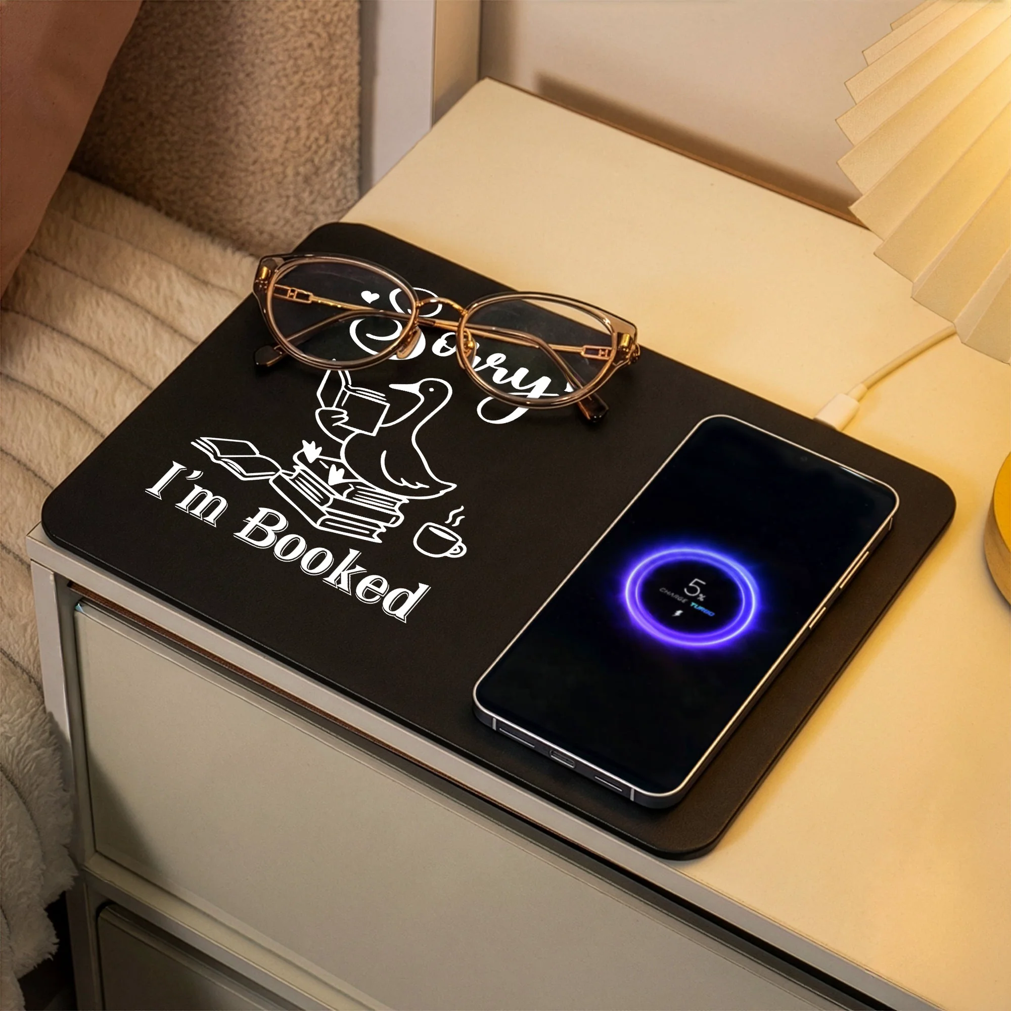 Sorry I'm Booked Funny Book Lover - Personalized Charging Pad - Image 4