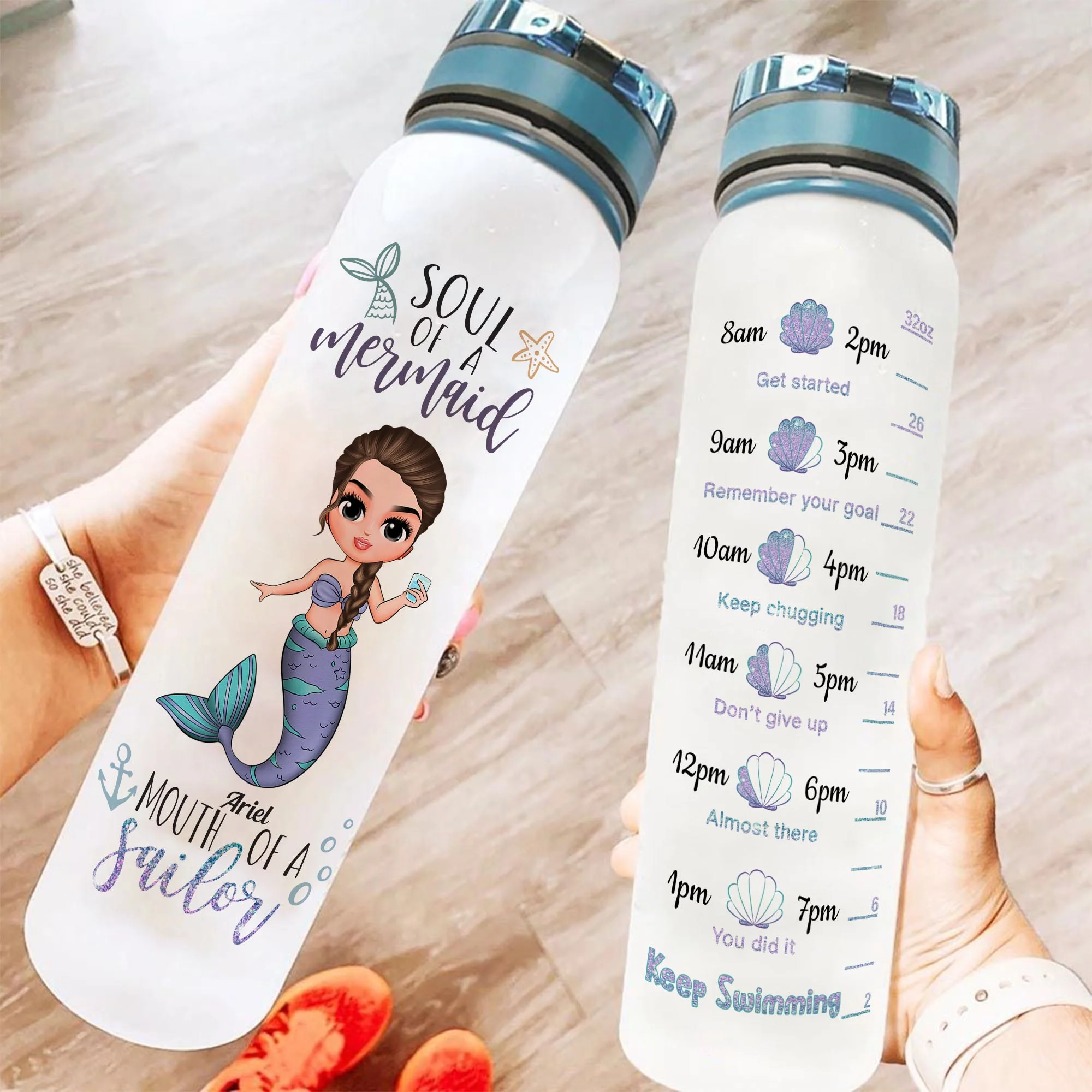 Soul Of A Mermaid - Personalized Water Tracker Bottle - Image 2