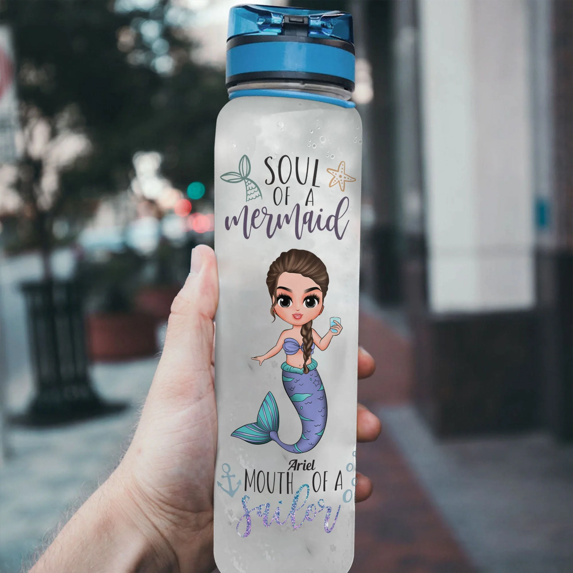 Soul Of A Mermaid - Personalized Water Tracker Bottle - Image 3