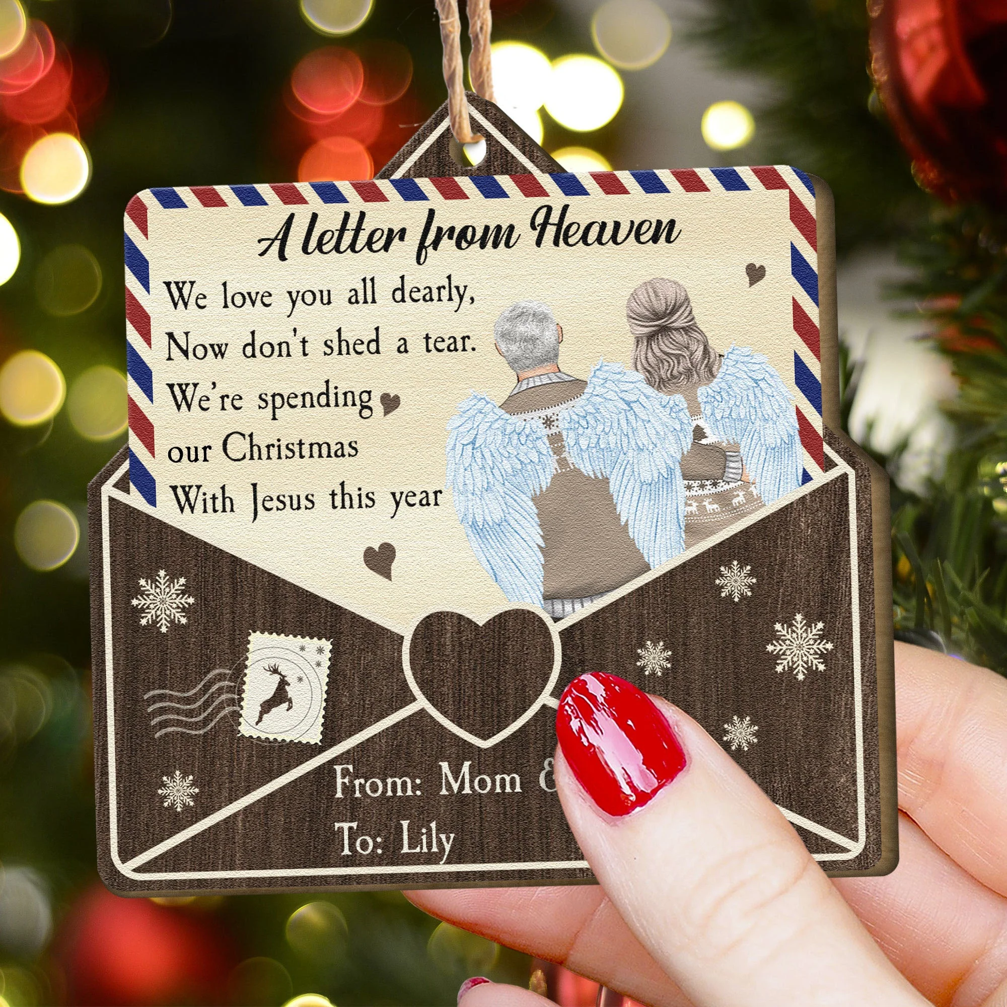 Spending My Christmas With Jesus This Year - Personalized Custom Shaped Wooden Ornament - Image 3