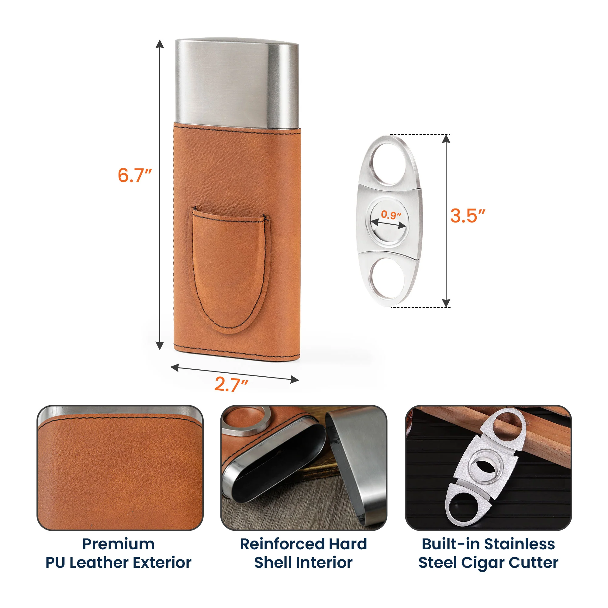 Spicy Message For Him - Anniversary Gifts For Him, Travel Leather Case With Cutter - Personalized Cigar Case - Image 5