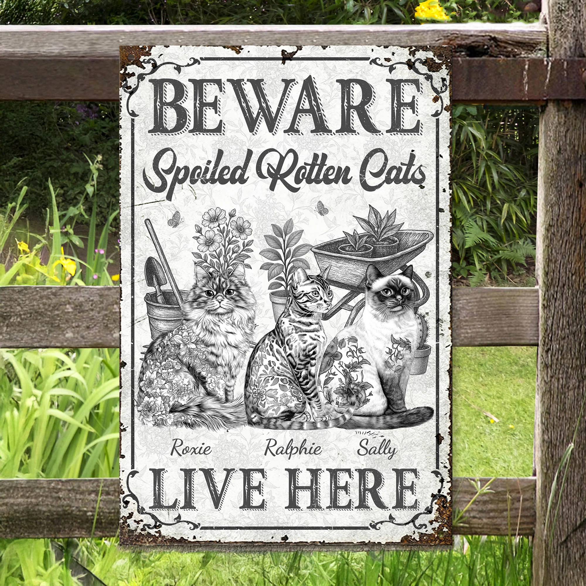Spoiled Rotten Cats - Personalized Metal Sign - Image 2