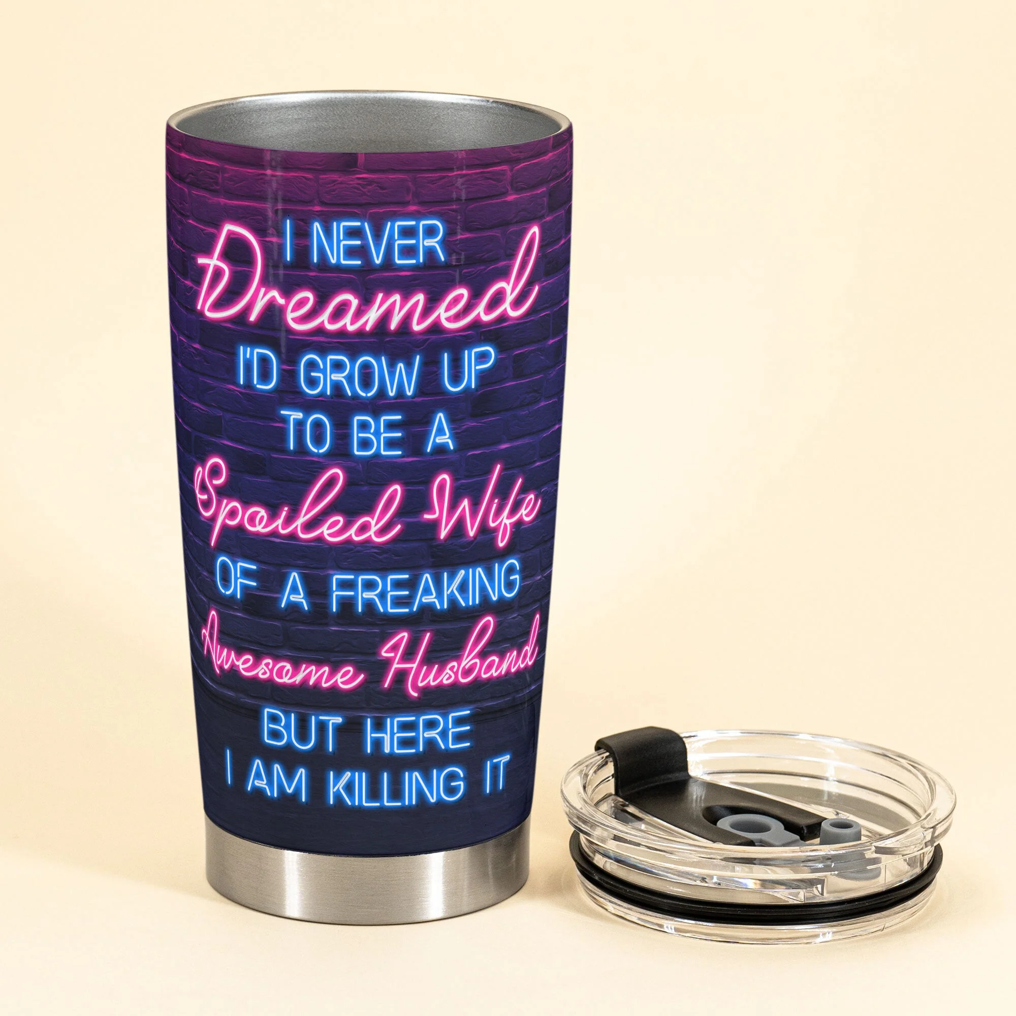 Spoiled Wife Of A Freaking Awesome Husband - Personalized Tumbler Cup - Birthday Gift For Wife - Gift From Husband - Image 2