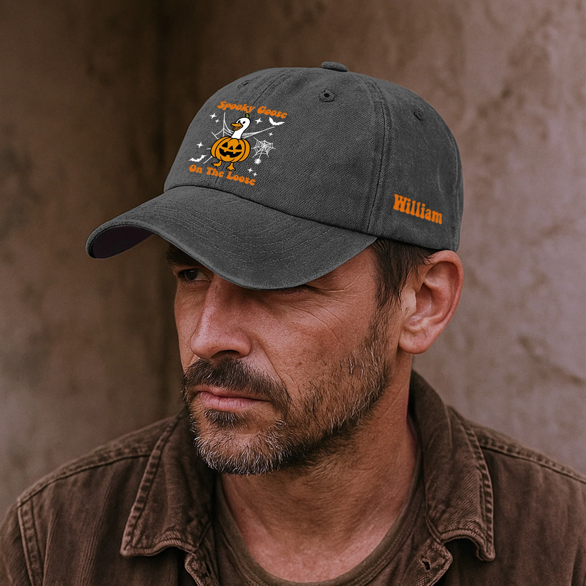 Spooky Goose On The Loose - Personalized Distressed Denim Cap - Image 4