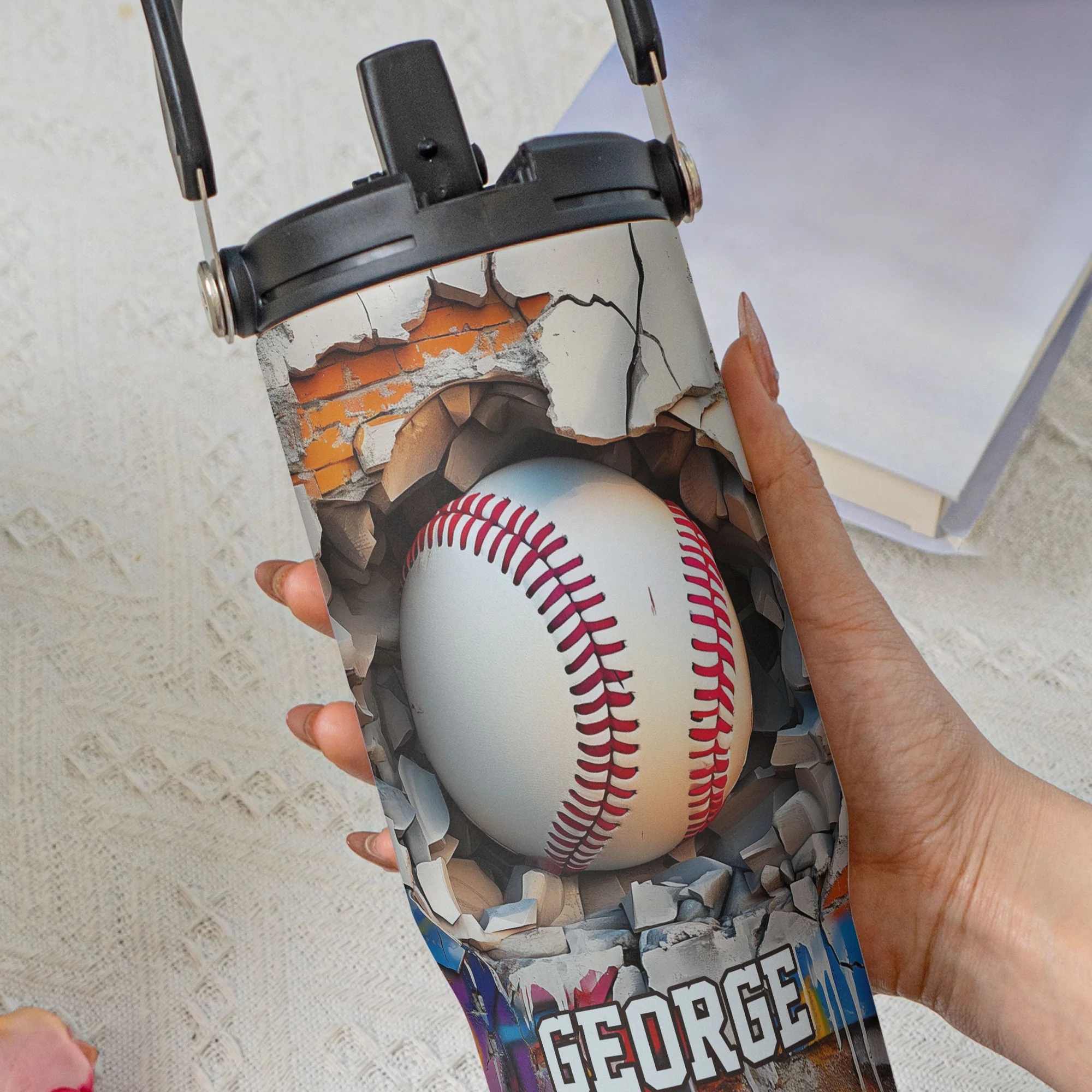 Sport Gifts For Son, Daughter Player - Basketball, Baseball, Football - Personalized 30oz Tumbler With Handle - Image 3