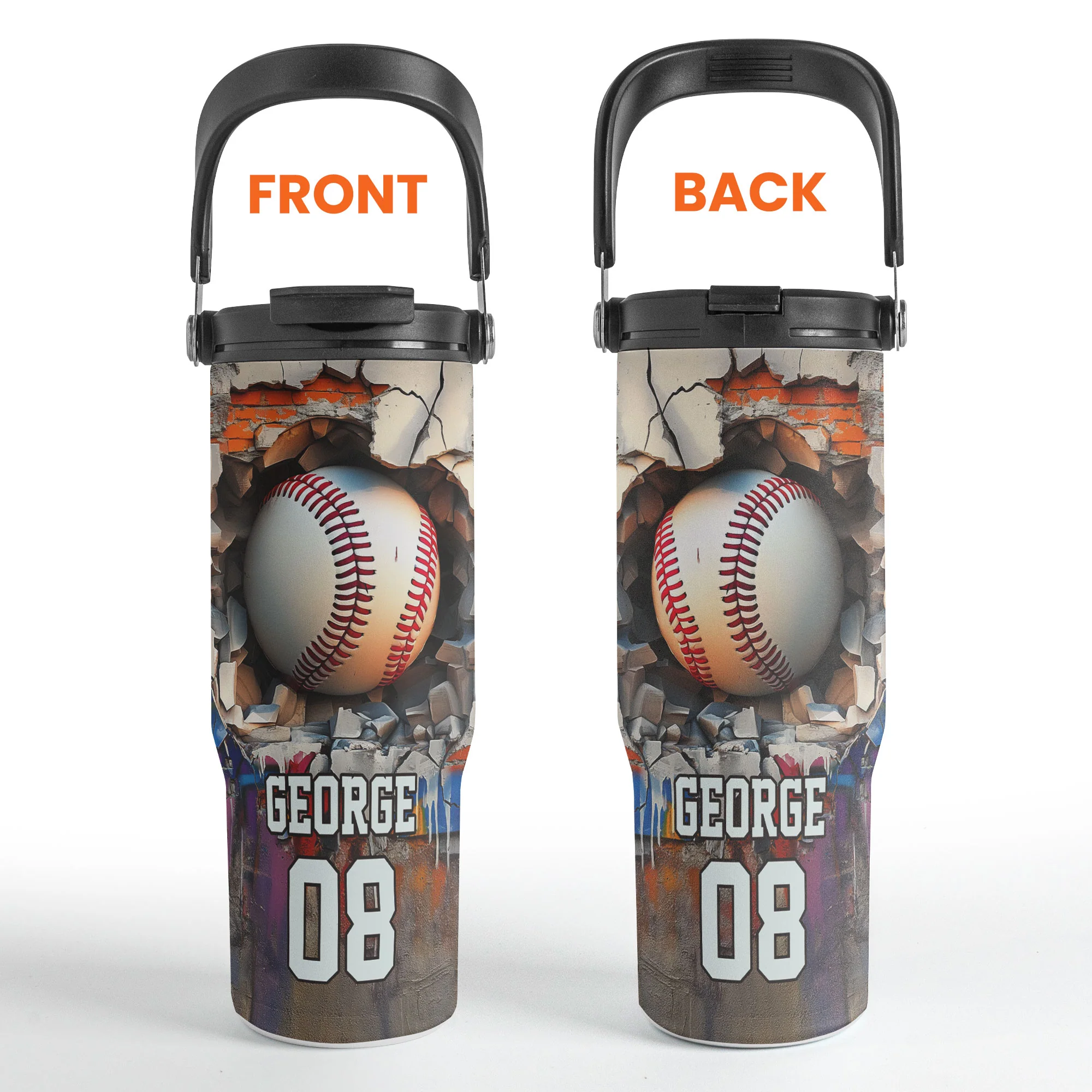 Sport Gifts For Son, Daughter Player - Basketball, Baseball, Football - Personalized 30oz Tumbler With Handle - Image 5