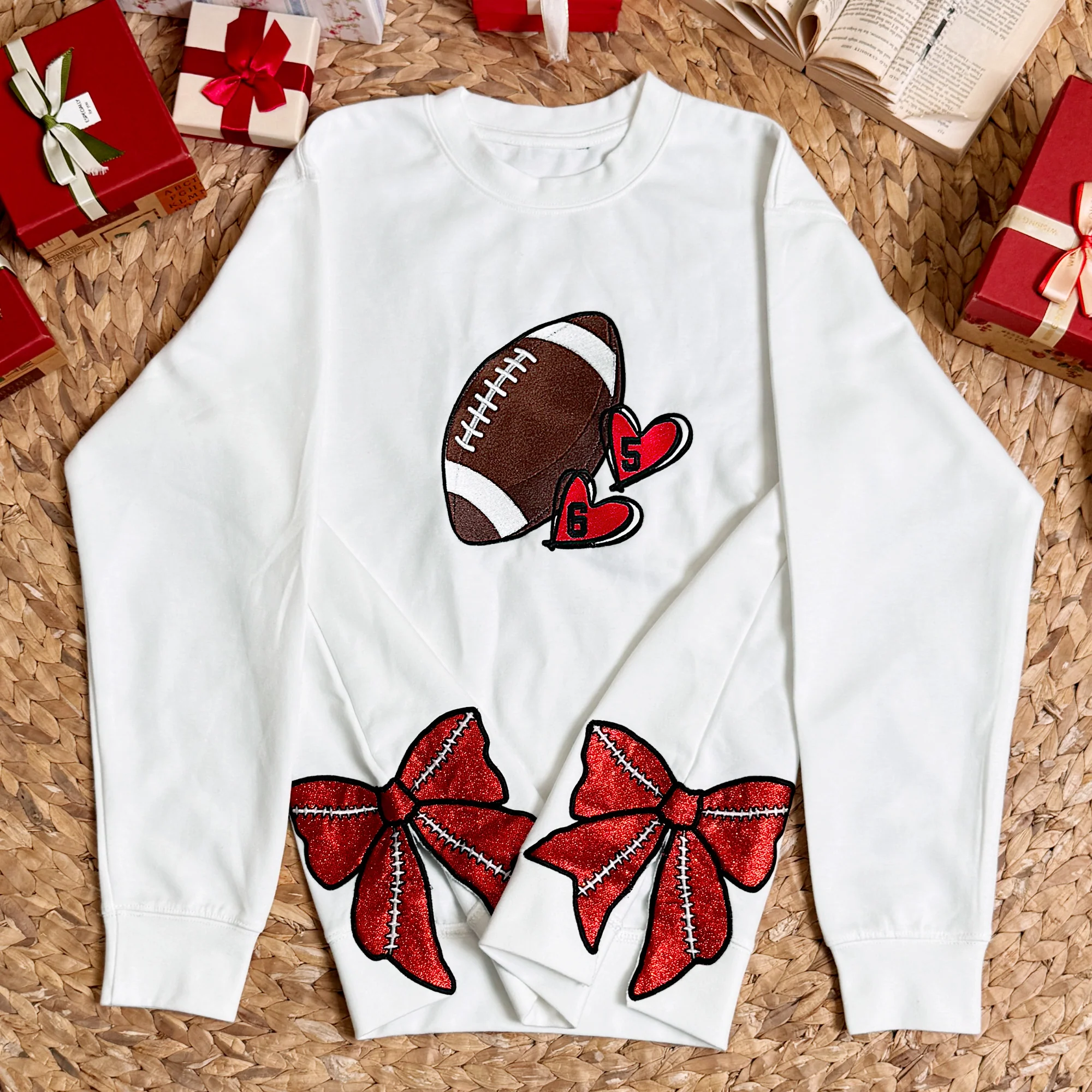 Sport Lover, Baseball, Basketball, Football Mom - Personalized Side Bow Embroidered Sweatshirt - Image 2