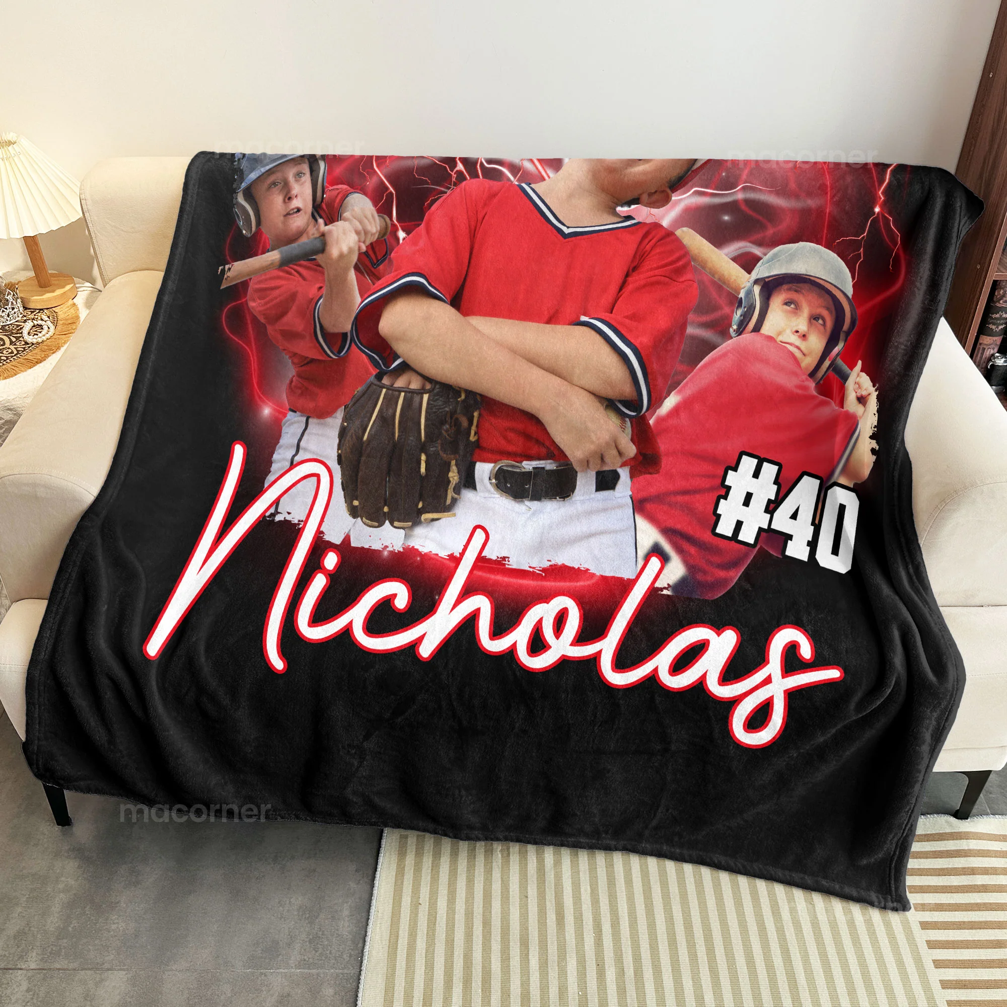 Sport Lovers - Basketball, Football, Baseball, Soccer, Or Softball Boy, Girls - Personalized Photo Blanket - Image 5