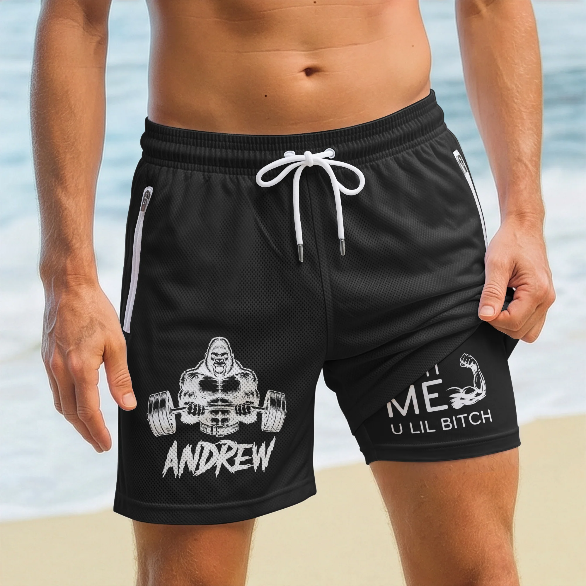 Squat On My Face Respectfully - Personalized Shorts - Image 2