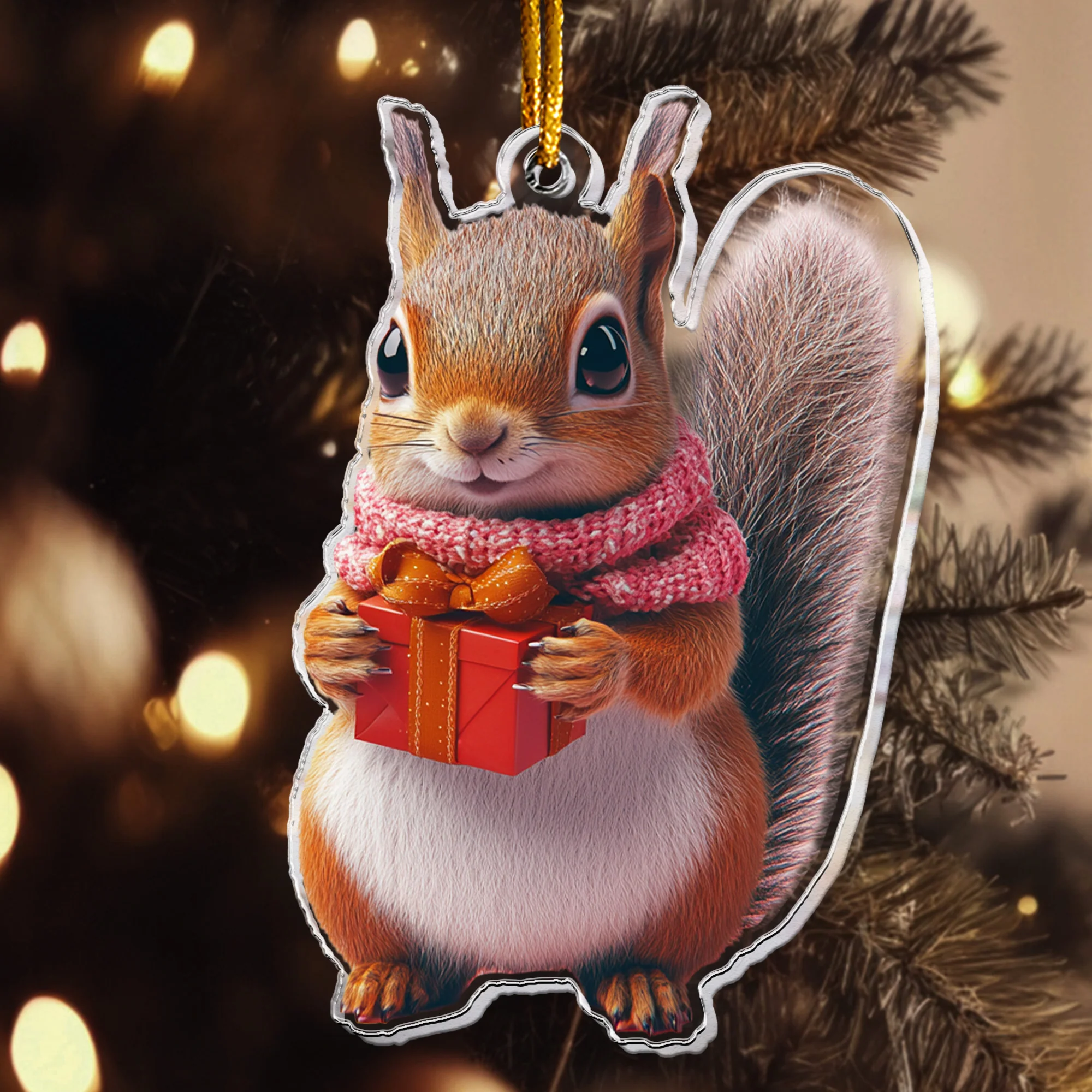 Squirrel Ornament - Squirrel Christmas Decoration - Personalized Acrylic Ornament - Image 7