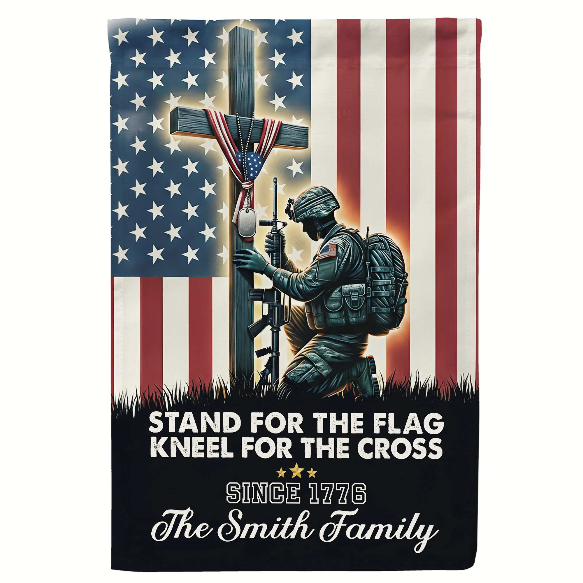 Stand For The Flag Kneel For The Cross 250 Years Of Freedom - Personalized Flag - Image 2