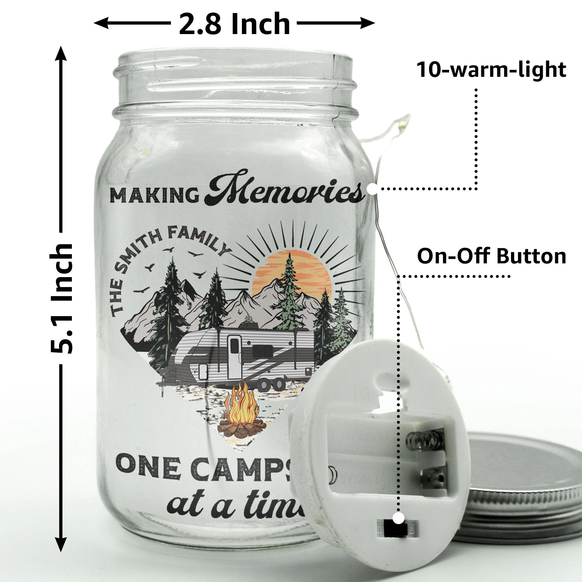 Starry Light Making Memories One Campsite At A Time - Personalized Mason Jar Light - Image 5