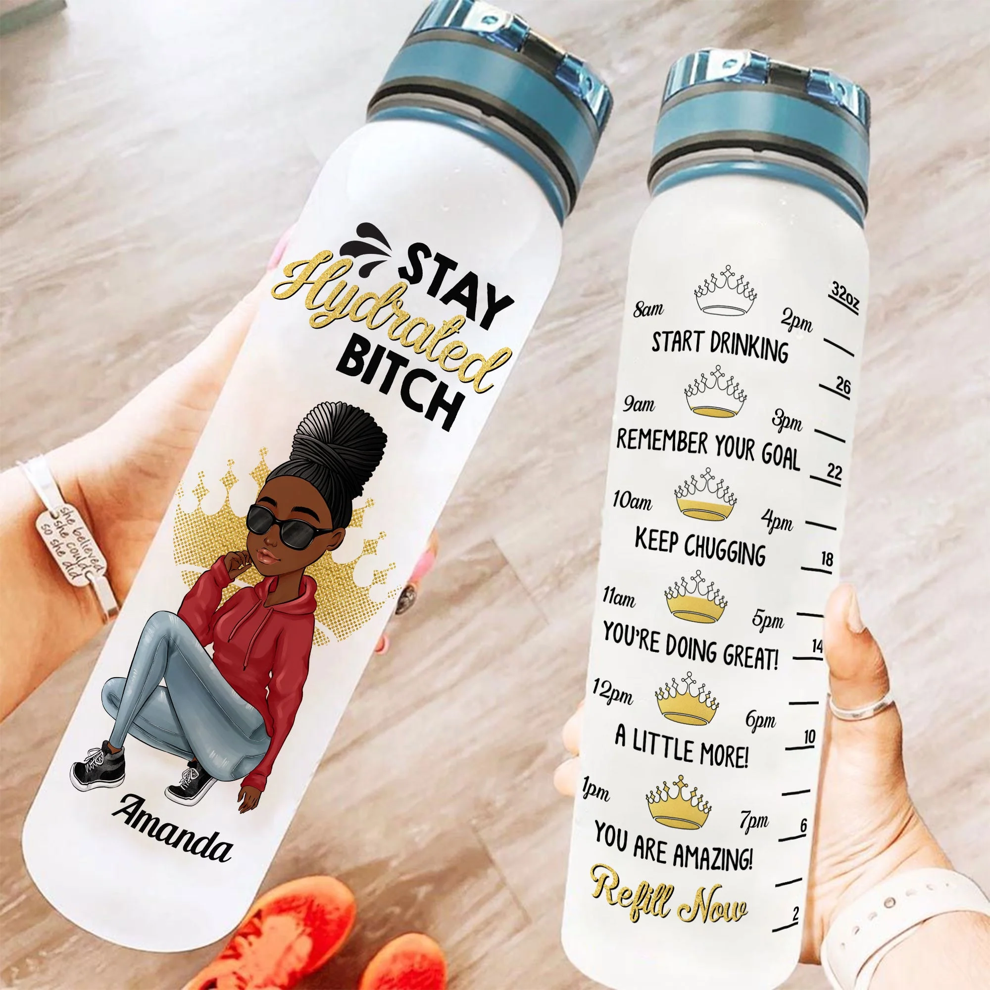 Stay Hydrated Bitch - Personalized Water Tracker Bottle - Birthday Gift For Her, Sista, Black Woman - Sassy Girls - Image 2