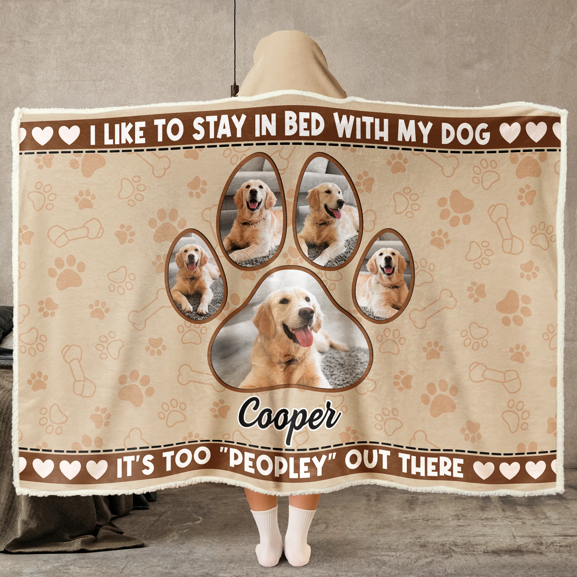 Stay In Bed With My Dogs Too "Peopley" Out There - Personalized Photo Wearable Blanket Hoodie - Image 2