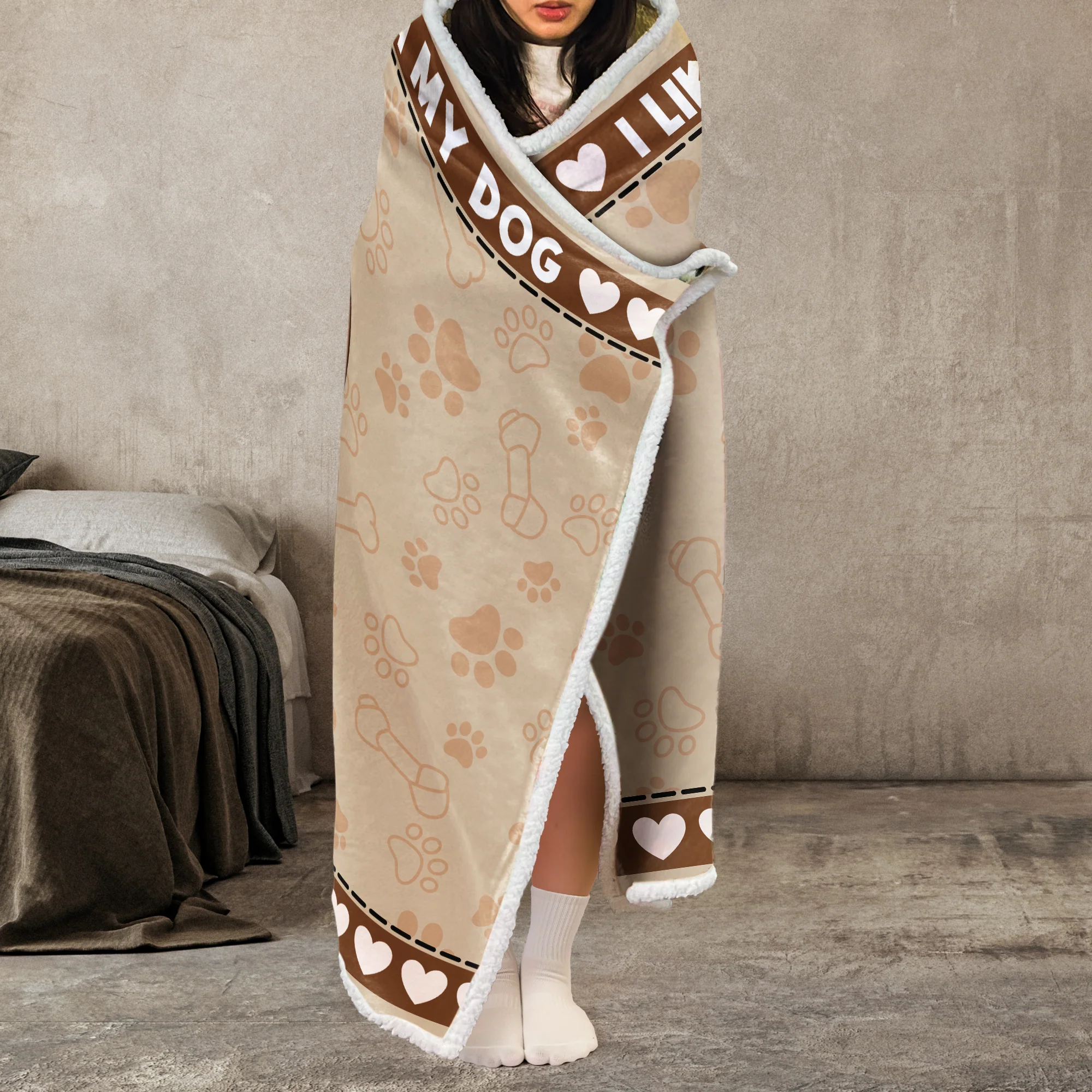 Stay In Bed With My Dogs Too "Peopley" Out There - Personalized Photo Wearable Blanket Hoodie - Image 5